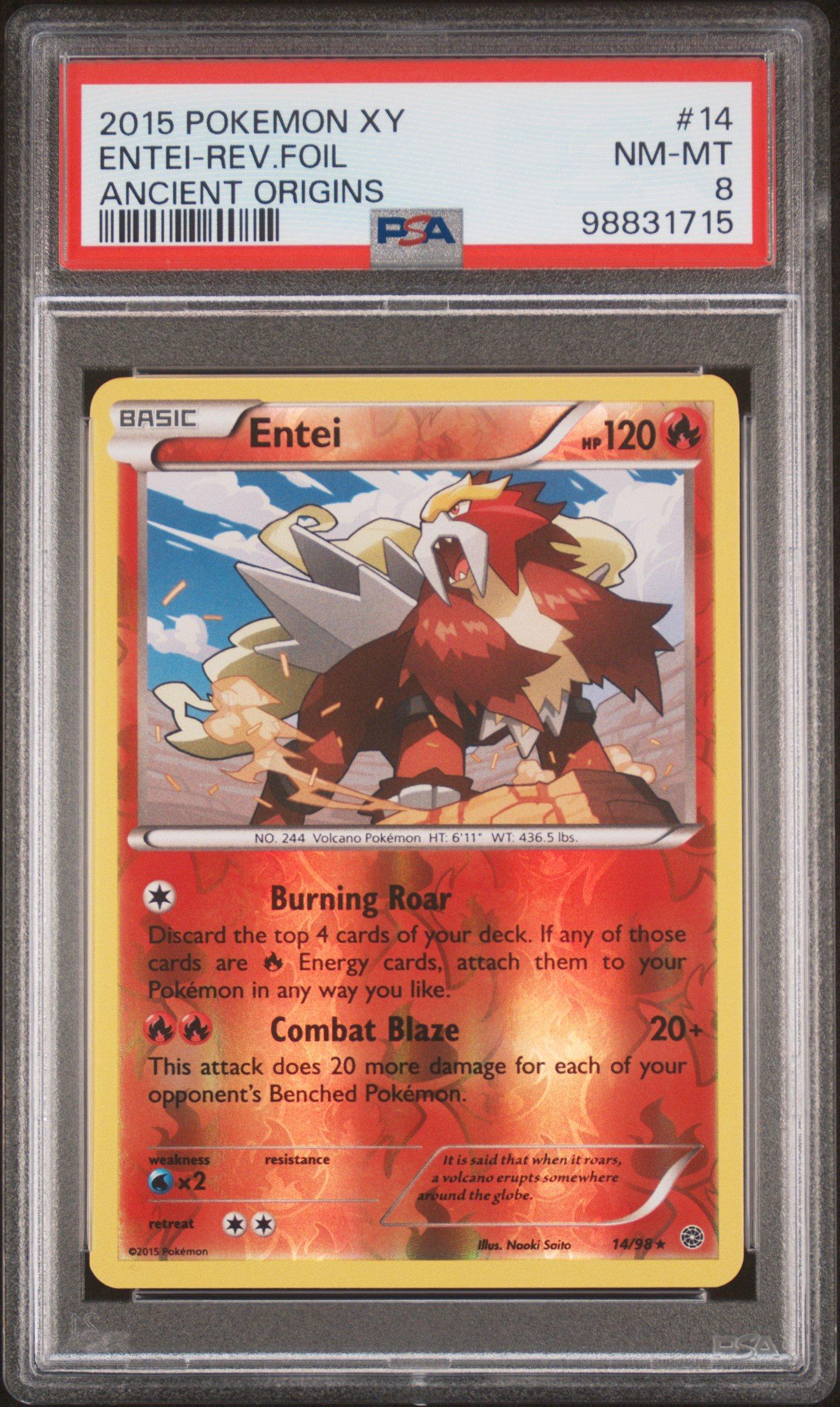 2015 Pokemon Xy Ancient Origins 14 Entei-reverse Foil PSA 8