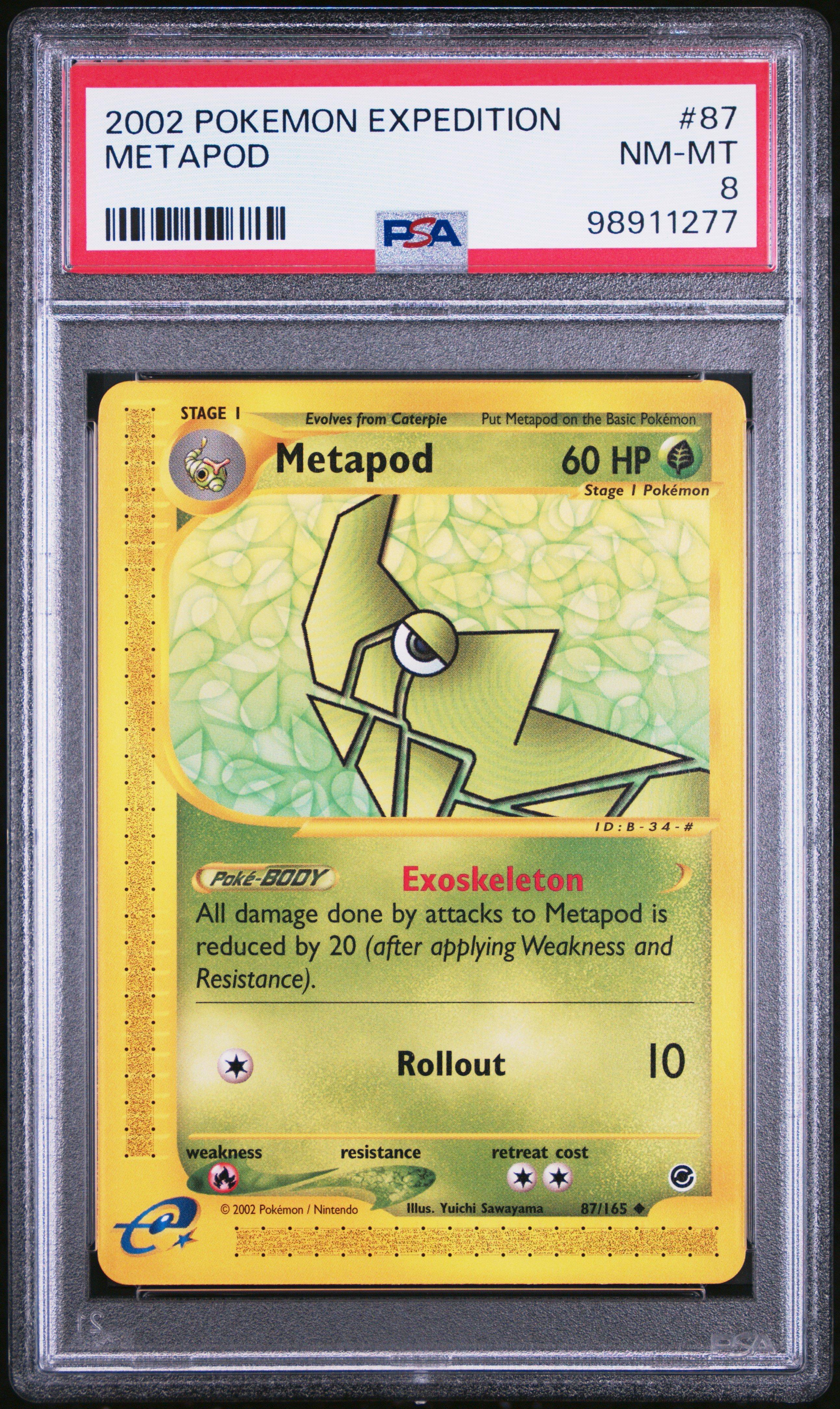 2002 Pokemon Expedition 87 Metapod PSA 8