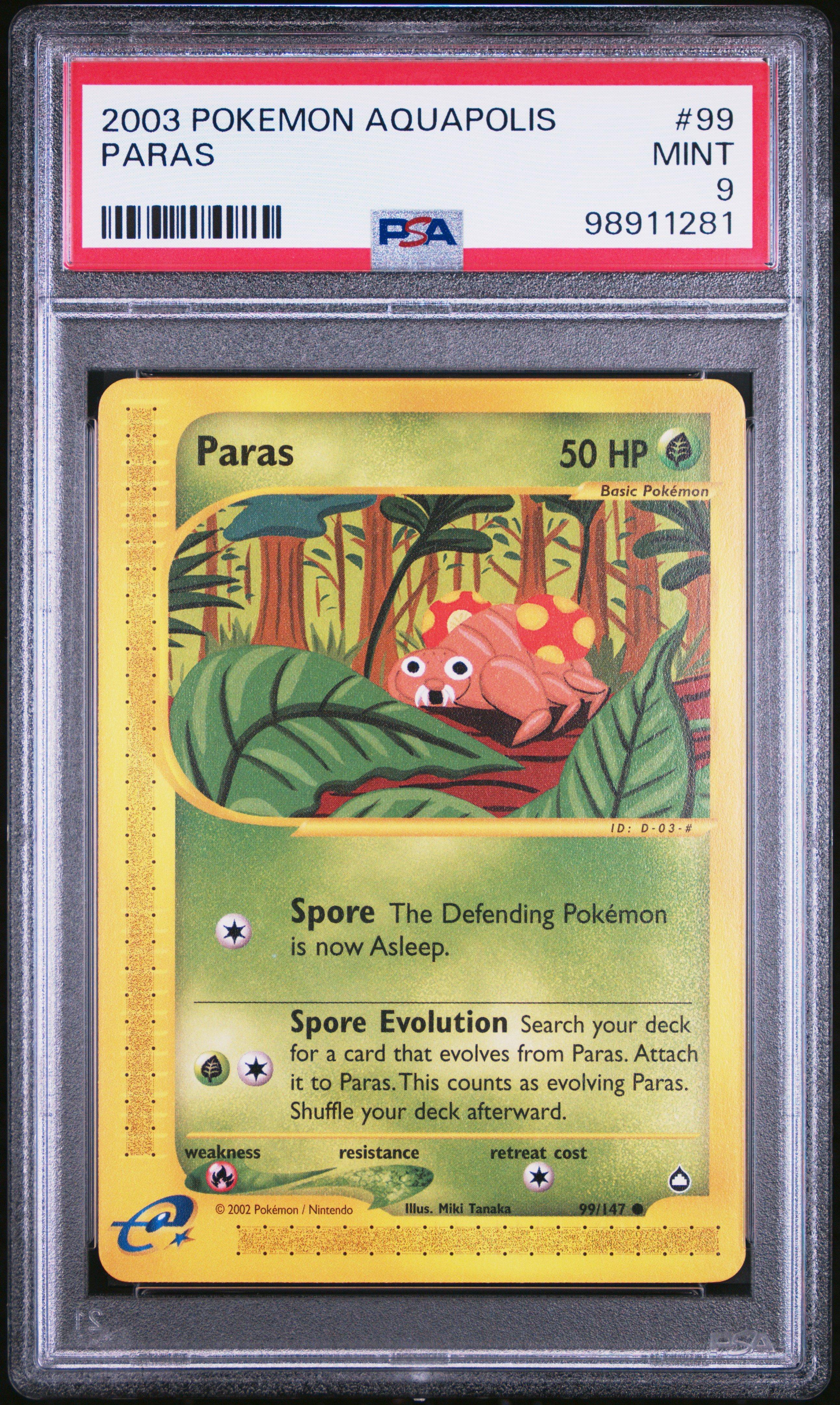 2003 Pokemon Aquapolis 99 Paras PSA