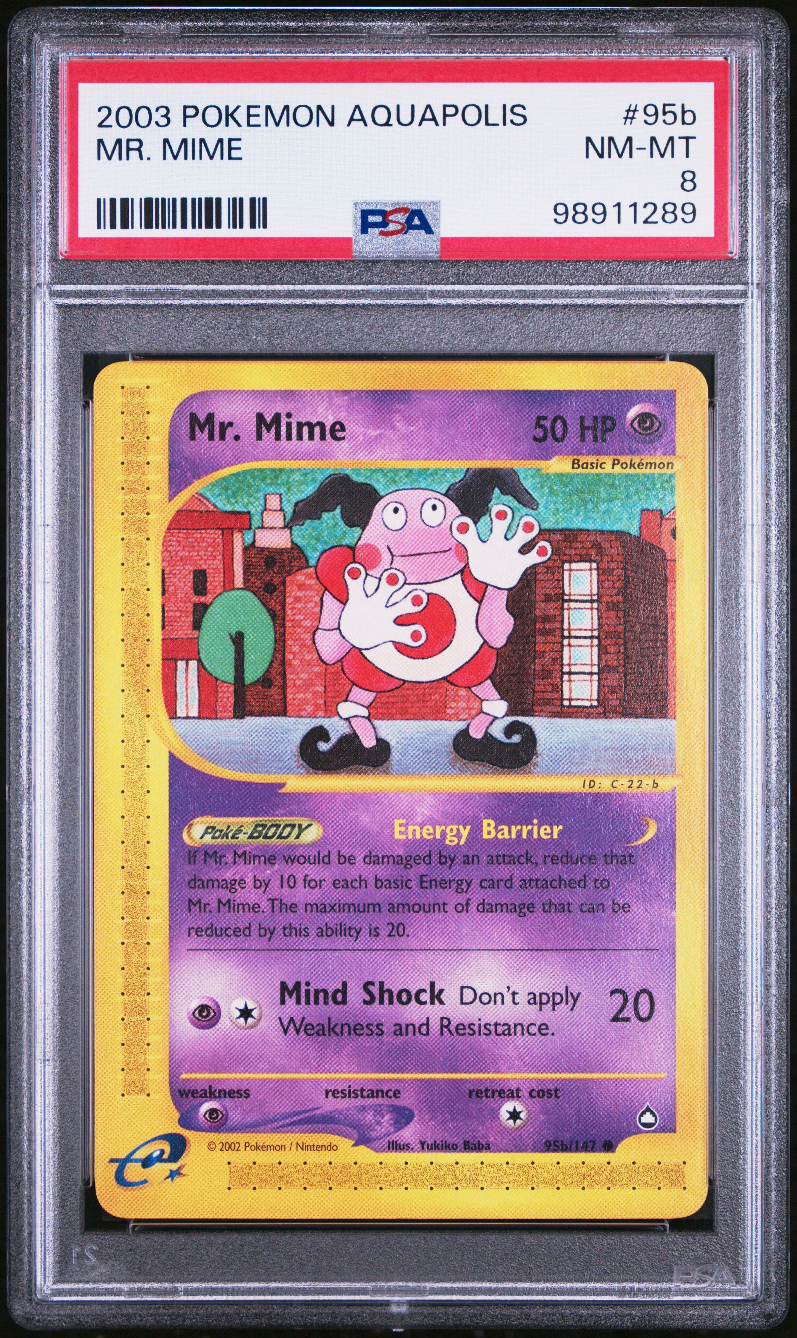 2003 Pokemon Aquapolis 95b Mr. Mime PSA 8