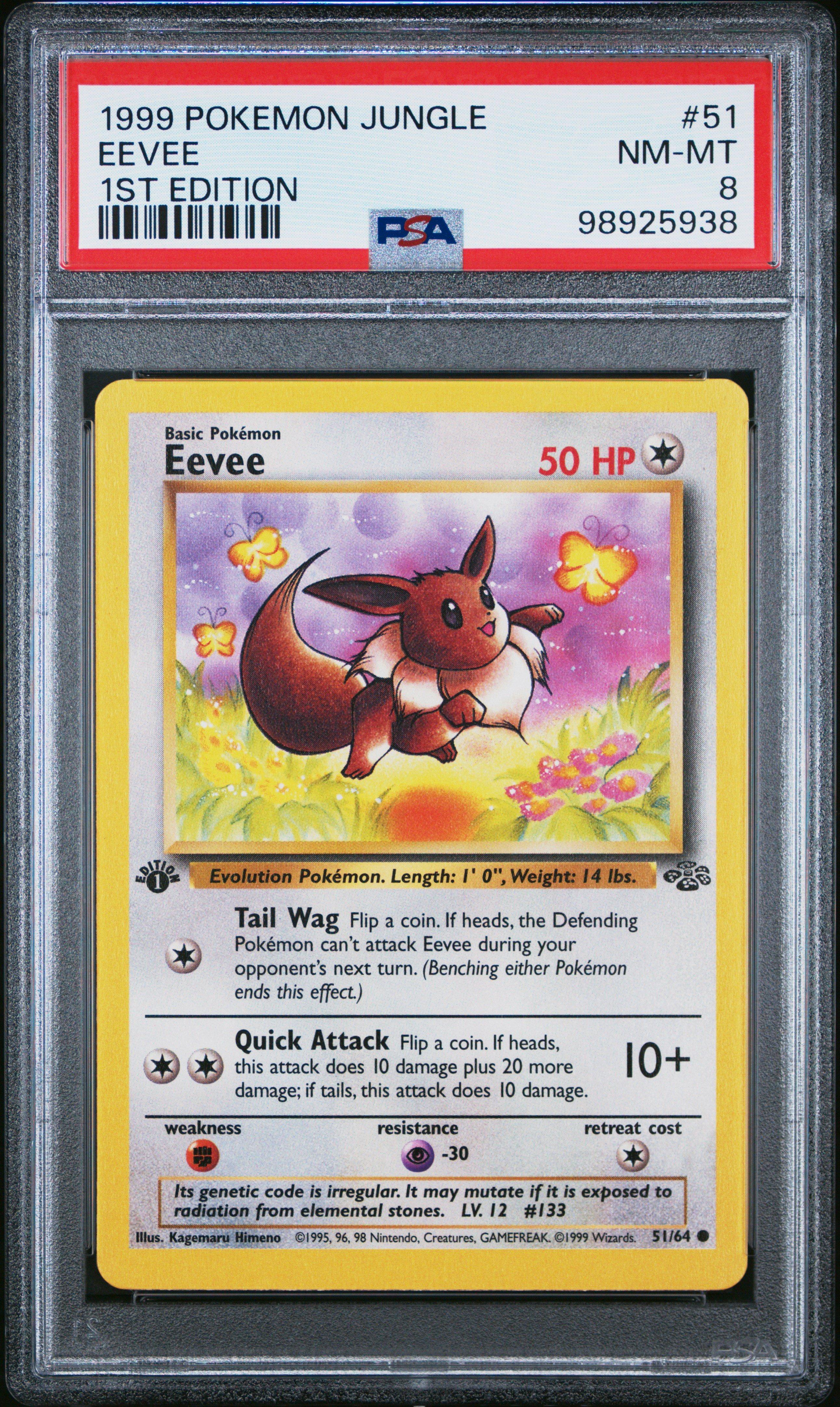 1999 Pokemon Jungle 51 Eevee 1st Edition PSA 8 Graded Card | GameStop