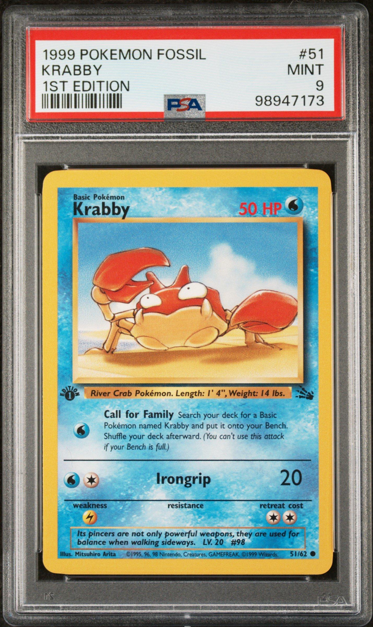 first edition krabby pokemon card Vintage 1998 Topps 1st Blue Label TV Animation Edition #98 Kra  Pfaltzcraftsmore All cards will be carefully packed for safe transit 1999 Pokemon Fossil 51 Krabby