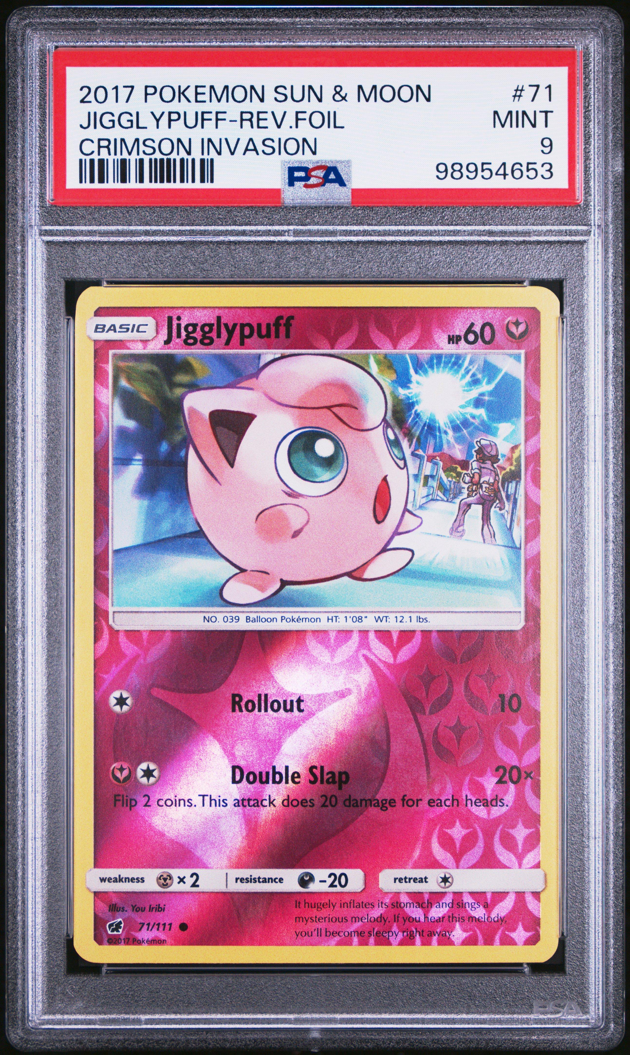 2017 Pokemon Sun & Moon Crimson Invasion 71 Jigglypuff-reverse Foil PSA 9