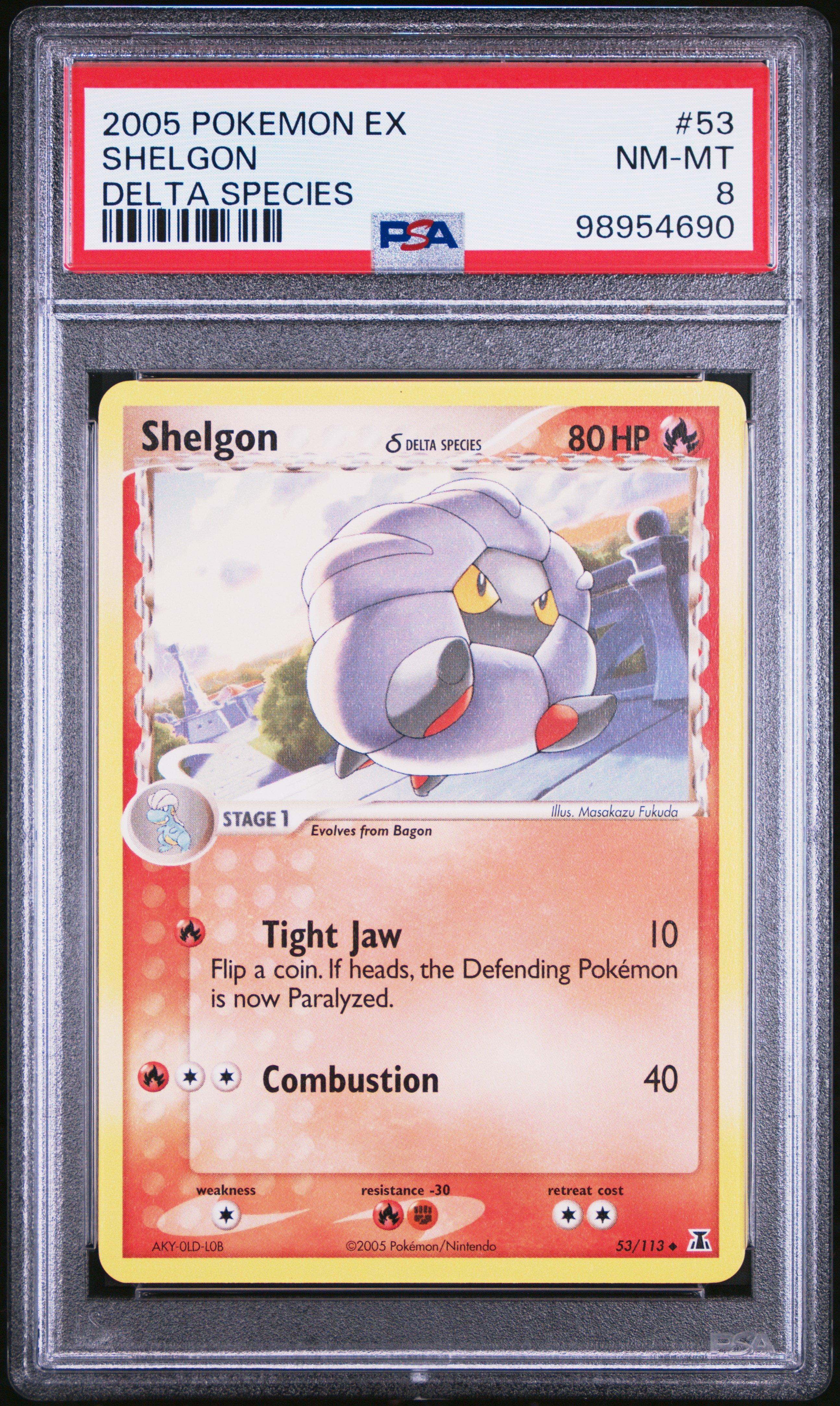 2005 Pokemon Ex Delta Species 53 Shelgon PSA 8