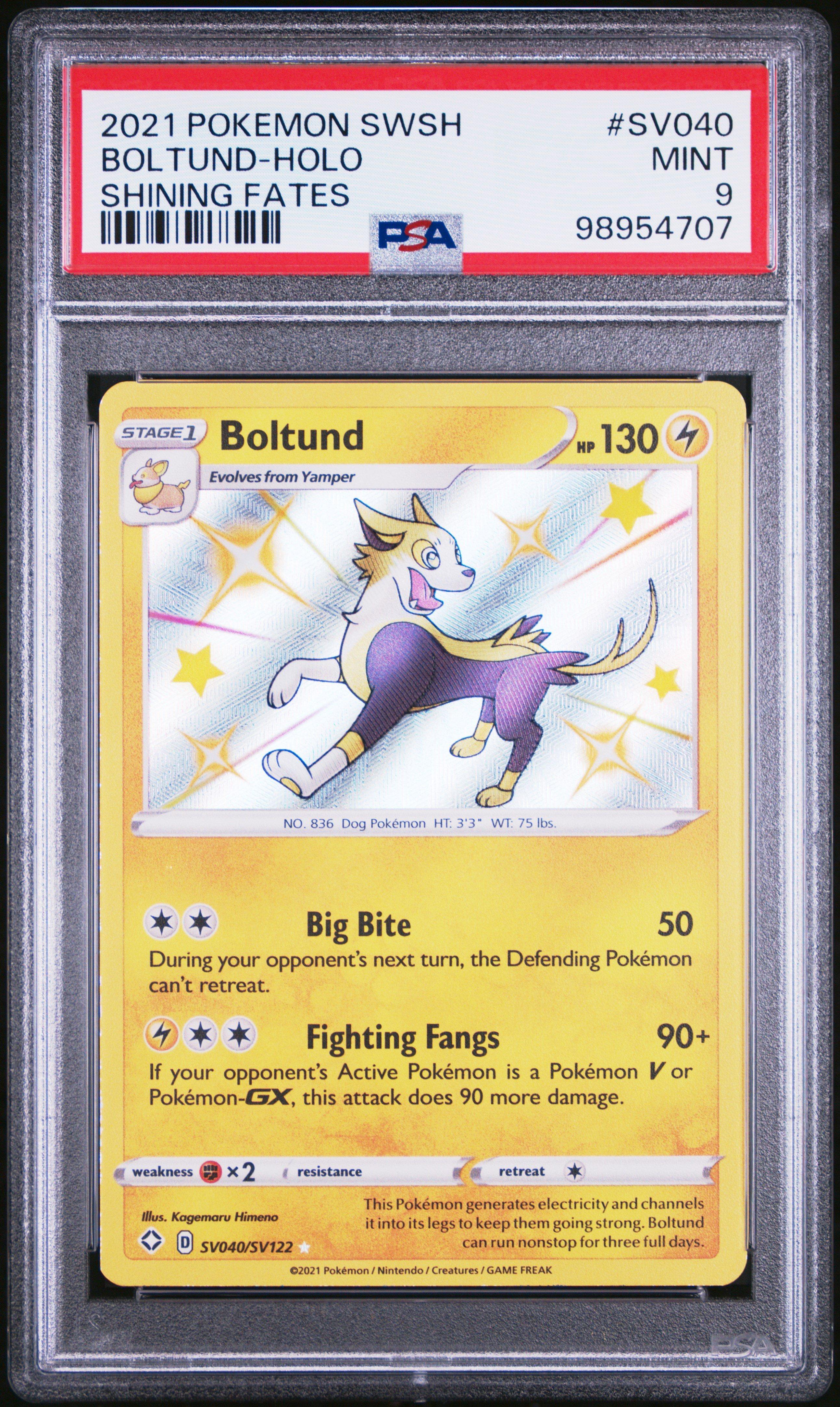 2021 Pokemon Sword & Shield Shining Fates Sv040 Boltund-holo PSA 9