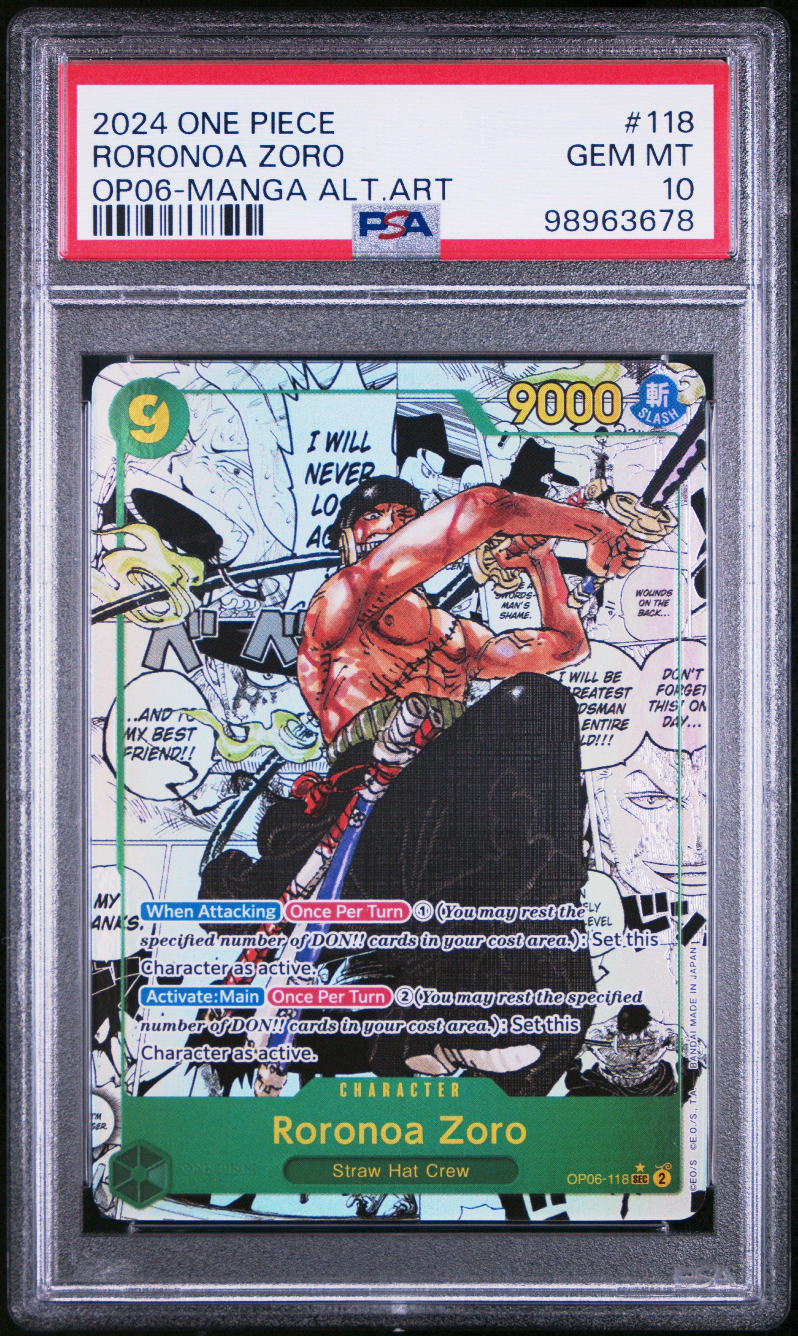 2024 One Piece Op06-wings Of The Captain 118 Roronoa Zoro Manga