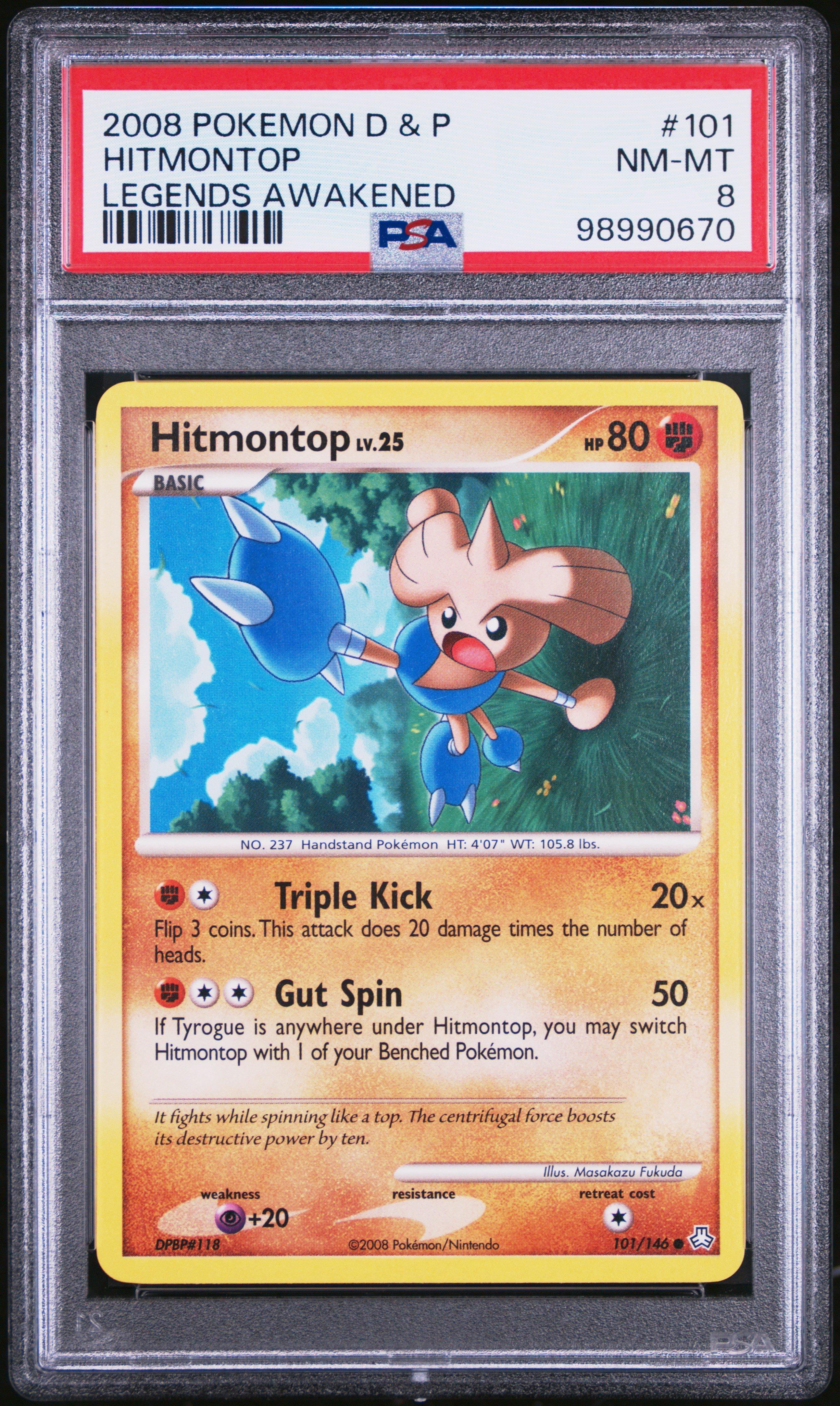 2008 Pokemon Diamond & Pearl Legends Awakened 101 Hitmontop PSA 8