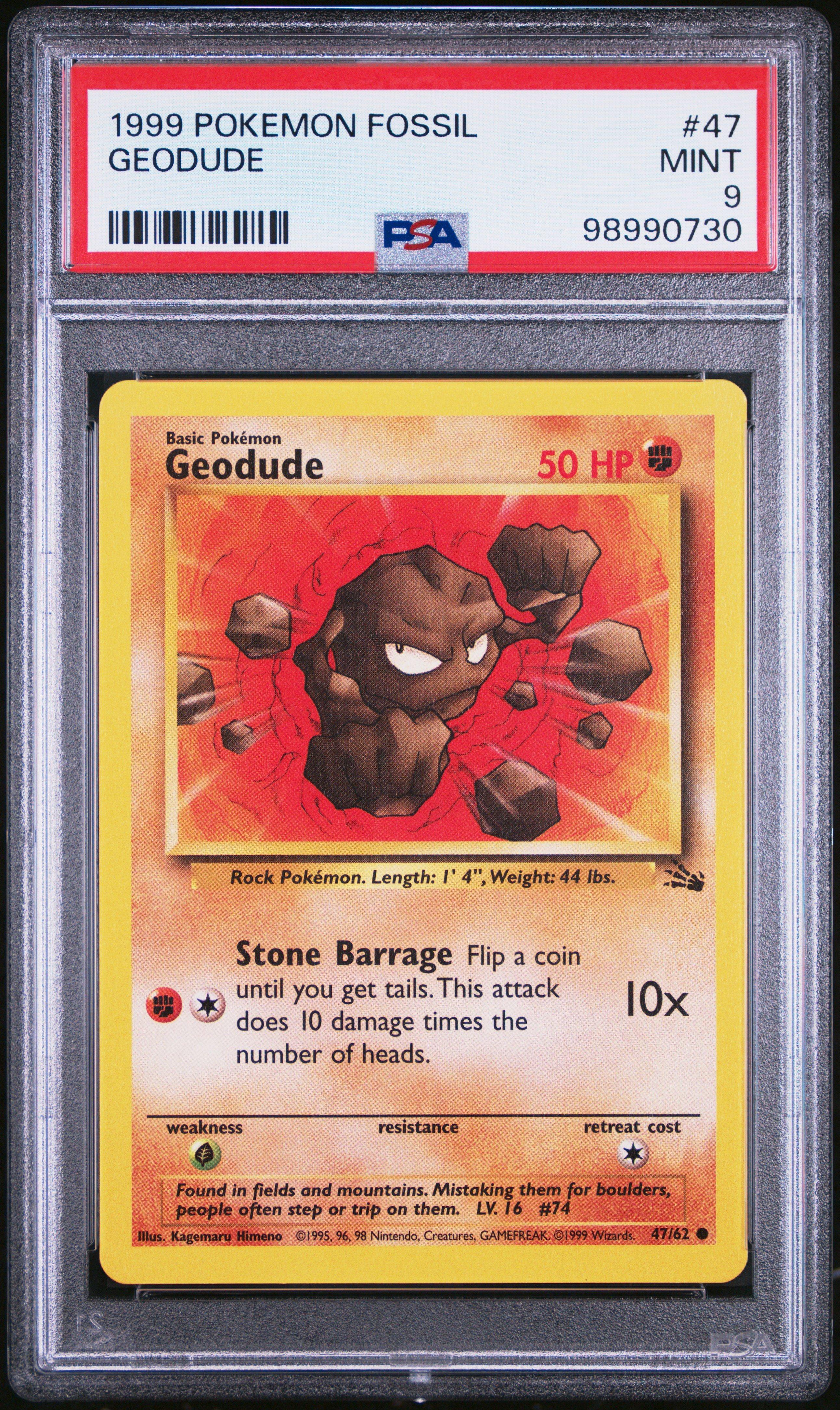 1999 Pokemon Fossil 47 Geodude PSA 9