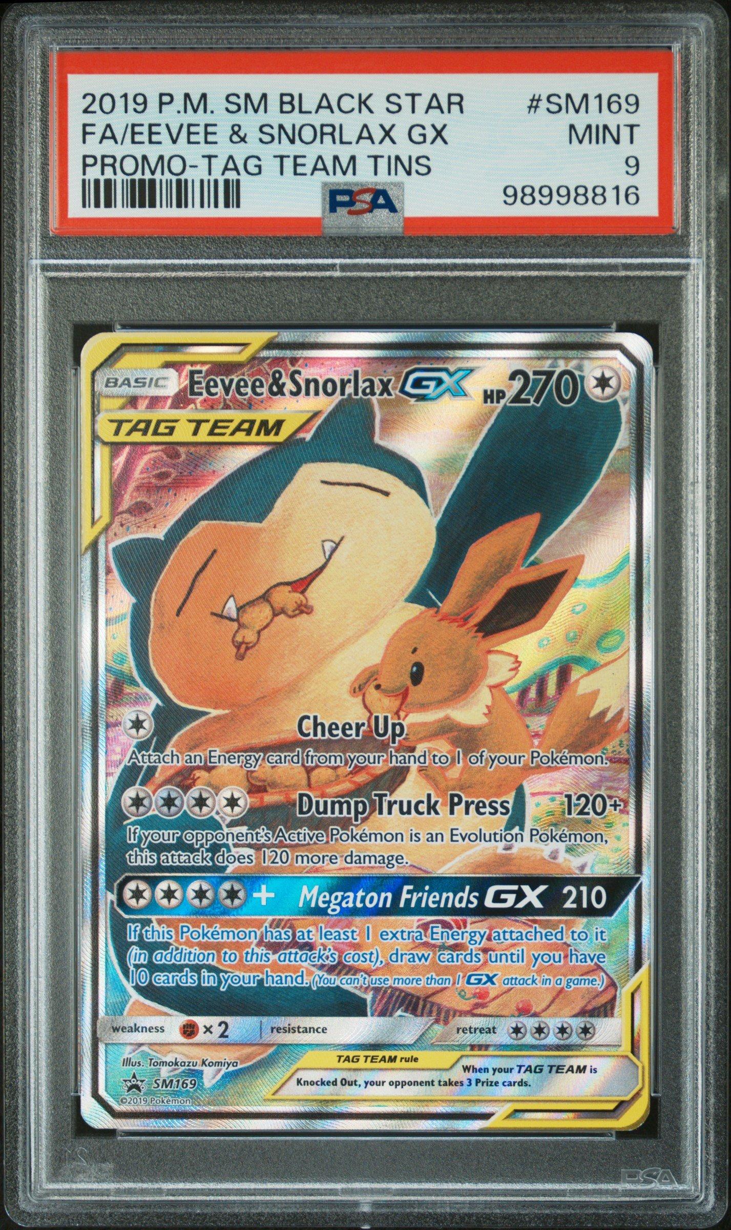 2019 Pokemon Sm Black Star Promo Sm169 Full Art/eevee & Snorlax Gx