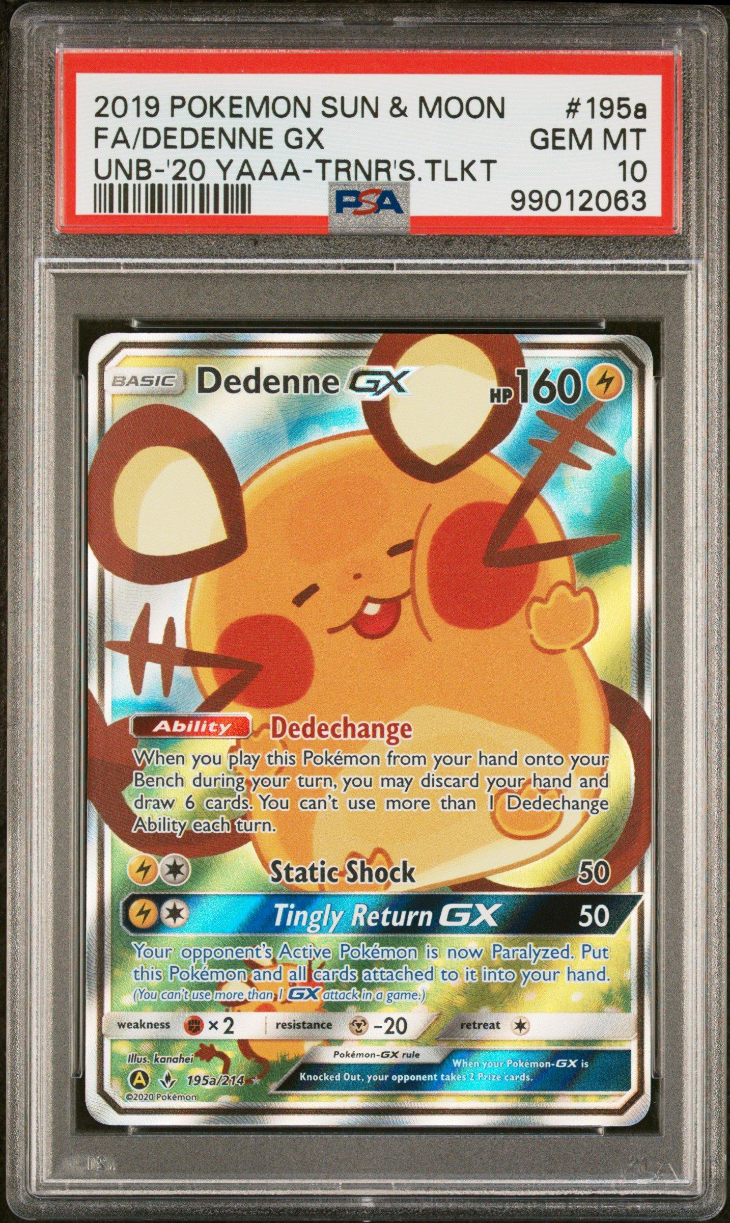 2019 Pokemon Sun & Moon Unbroken Bonds 195a Full Art/dedenne Gx