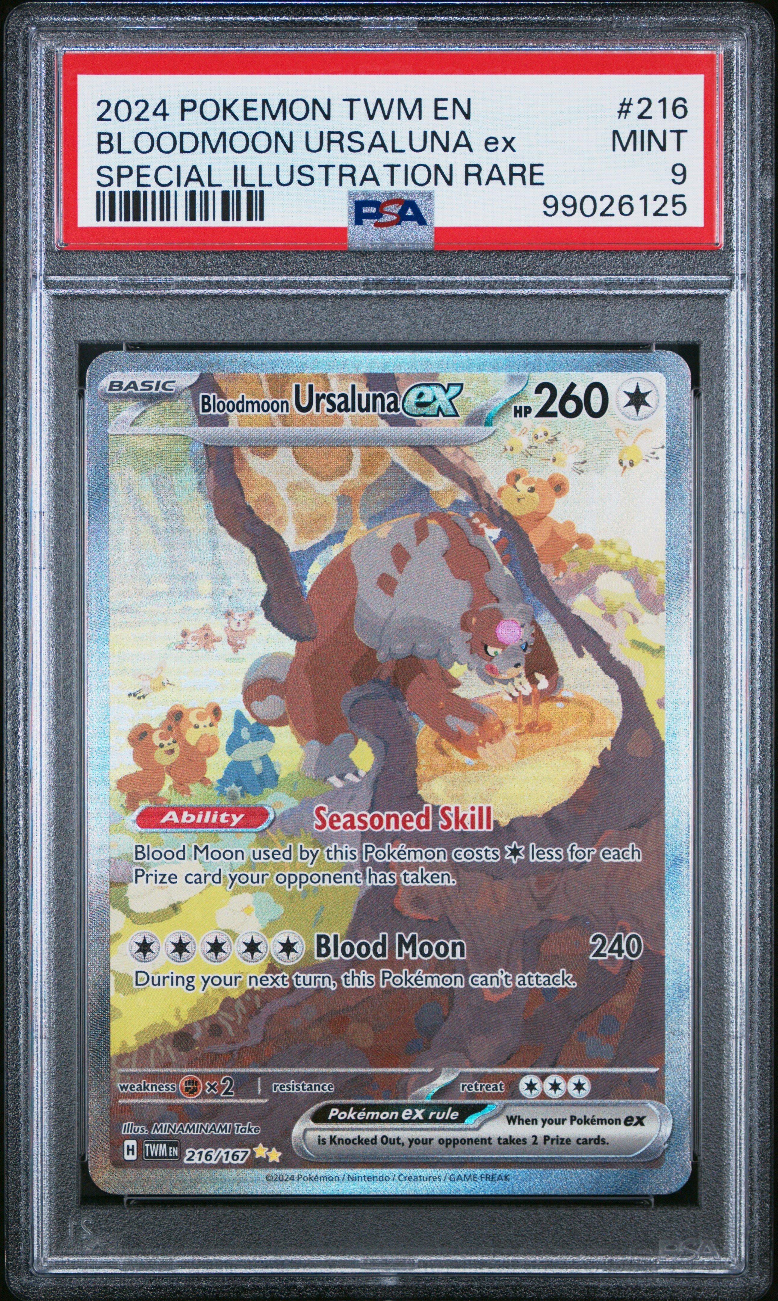 2024 Pokemon Twm En-Twilight Masquerade 216 Bloodmoon Ursaluna Ex Special Illustration Rare PSA 9