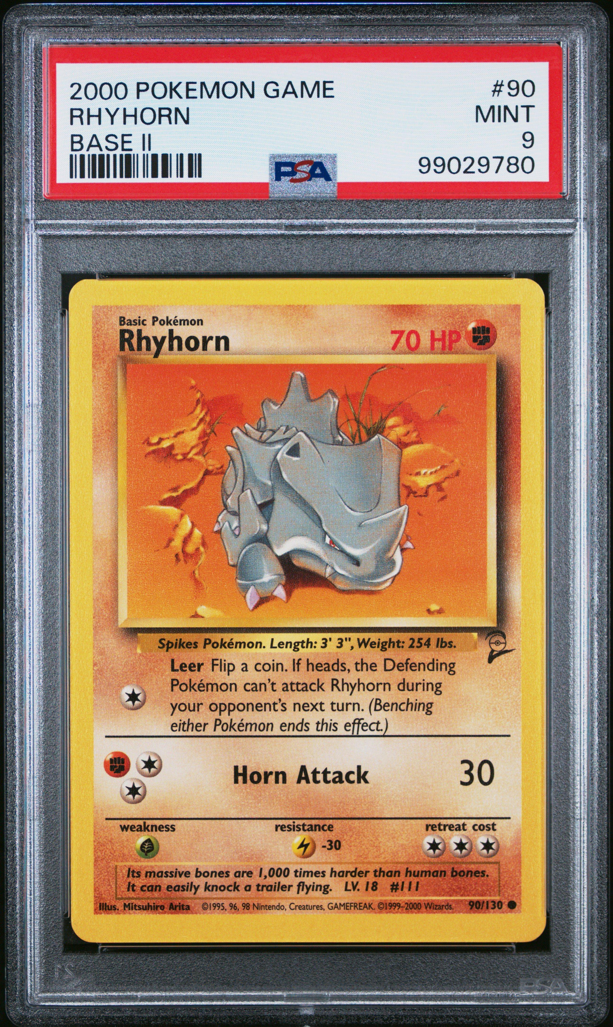 2000 Pokemon Game Base Ii 90 Rhyhorn PSA