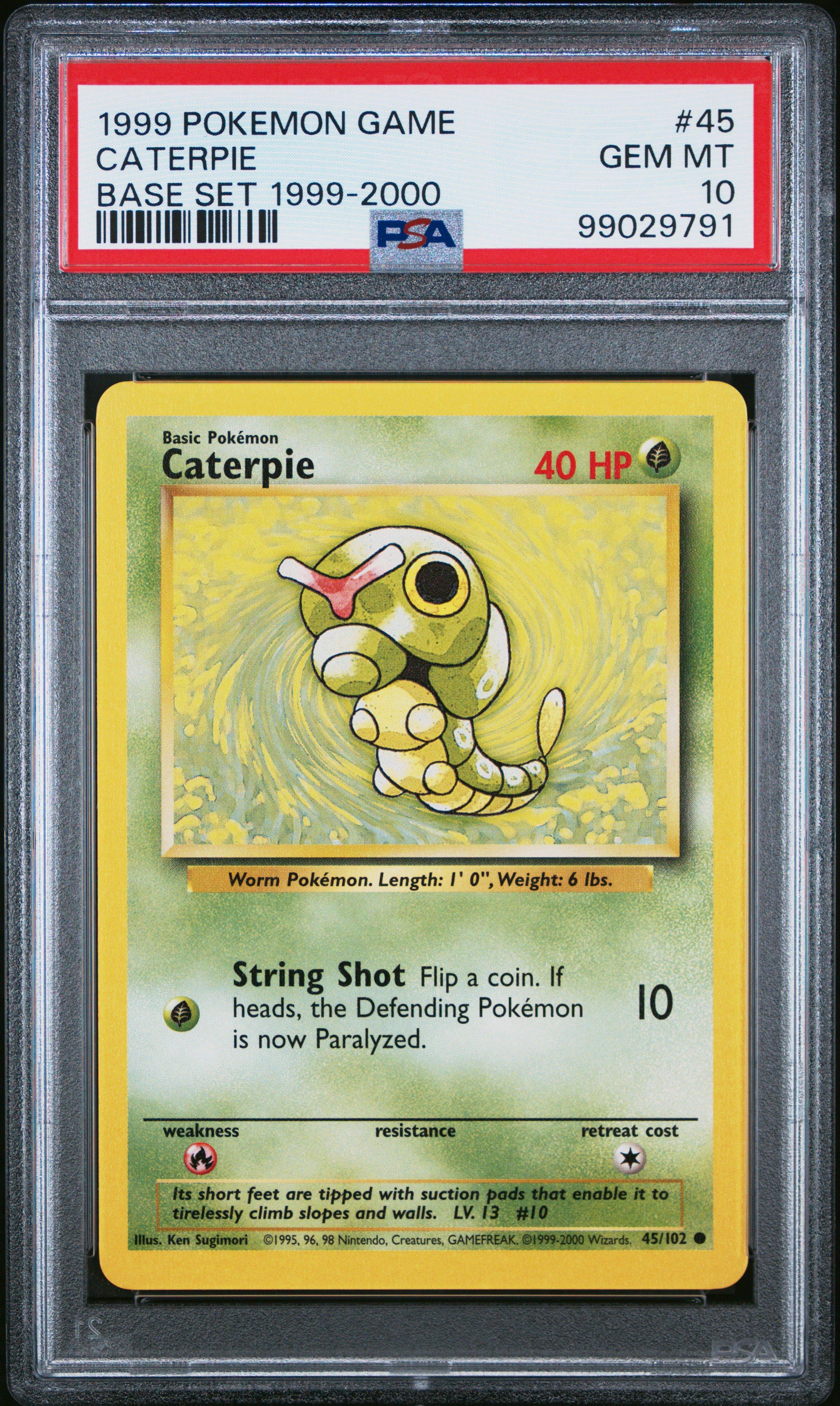 1999 Pokemon Game 45 Caterpie Base Set 1999-2000 PSA 10