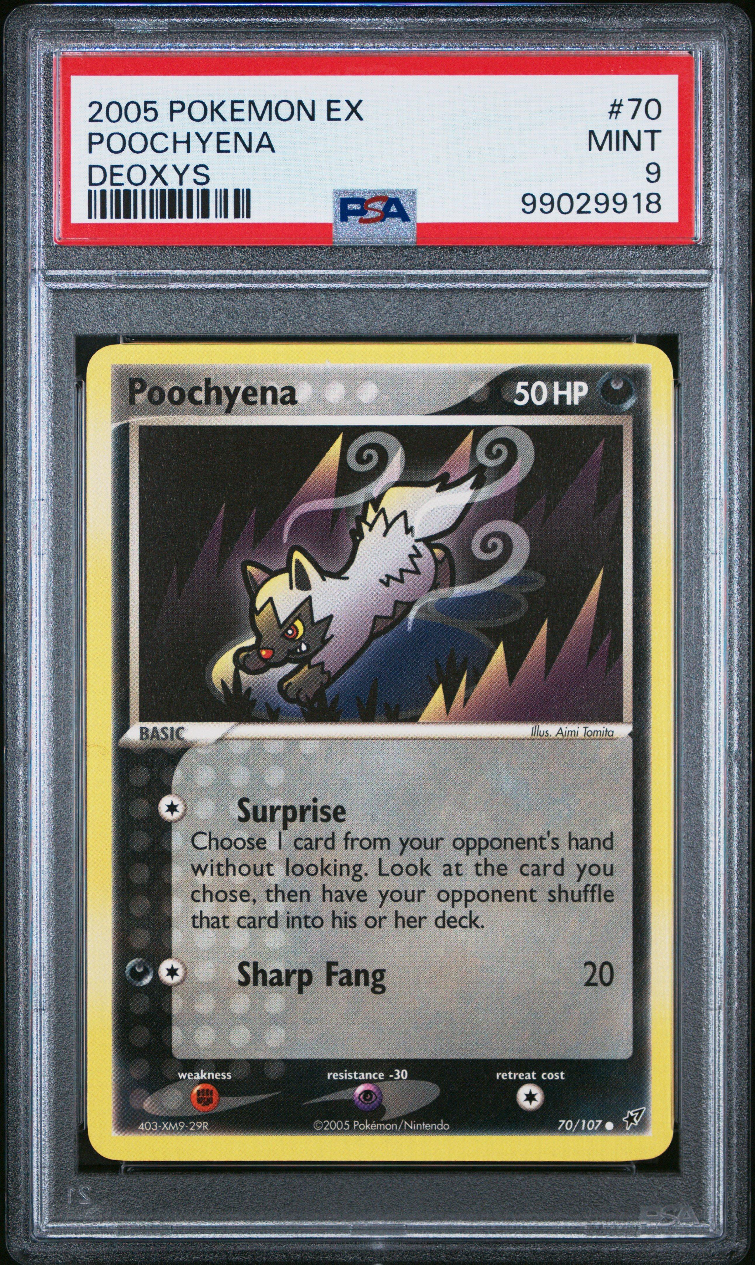 2005 Pokemon Ex Deoxys 70 Poochyena PSA 9