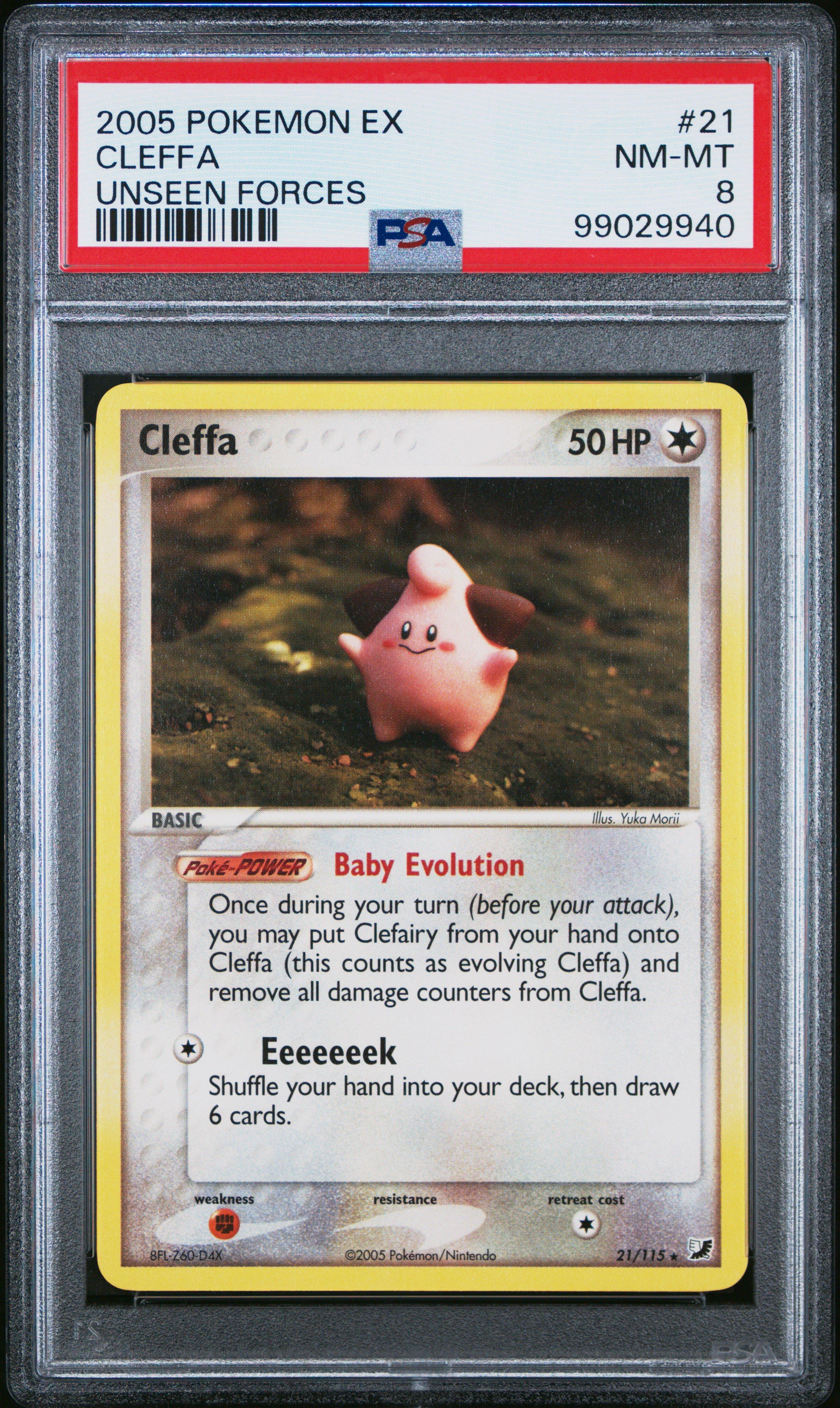 2005 Pokemon Ex Unseen Forces 21 Cleffa PSA 8