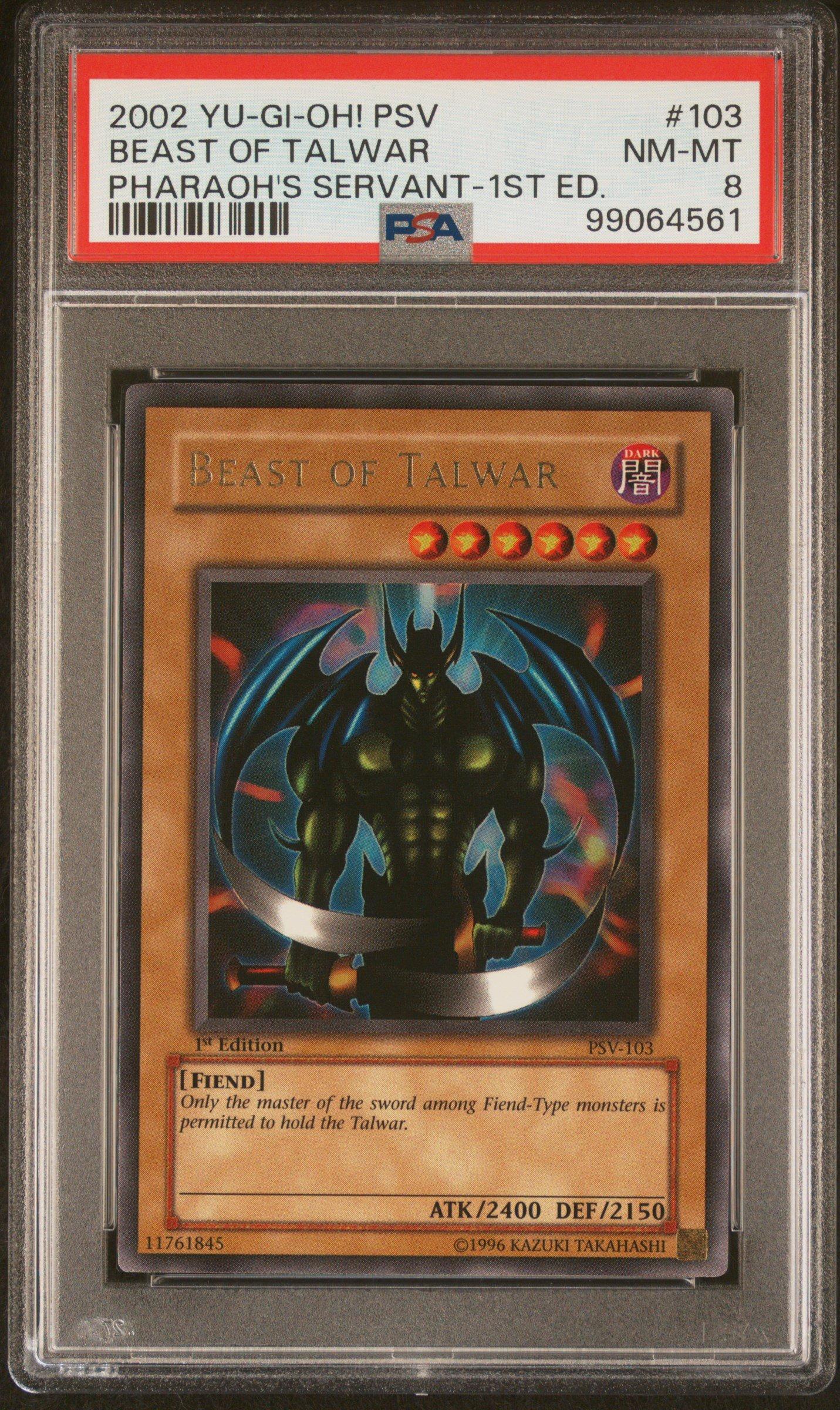 2002 Yu-gi-oh! Psv-pharaoh's Servant 103 Beast Of Talwar 1st Edition PSA 8