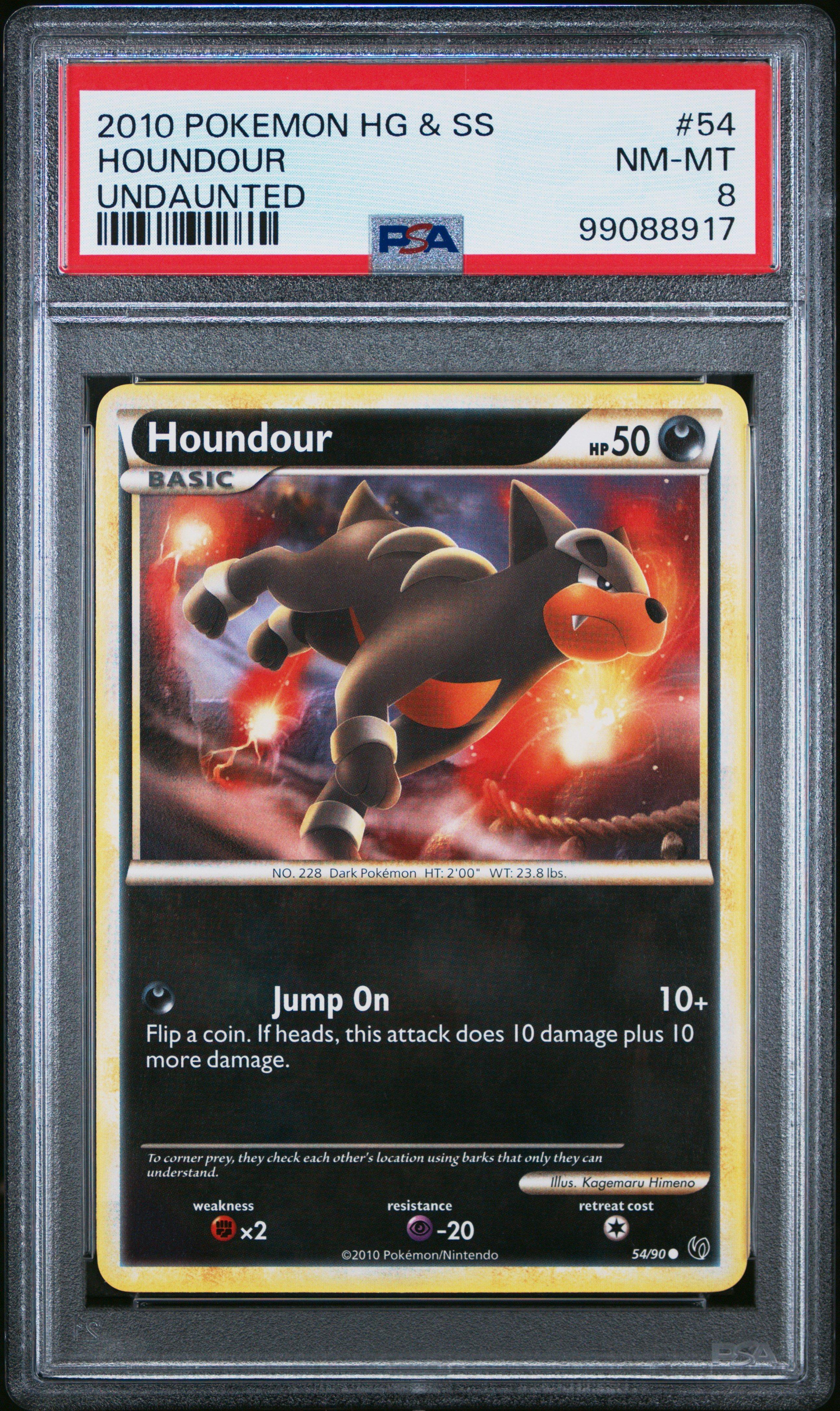 2010 Pokemon Heartgold & Soulsilver Undaunted 54 Houndour PSA 8