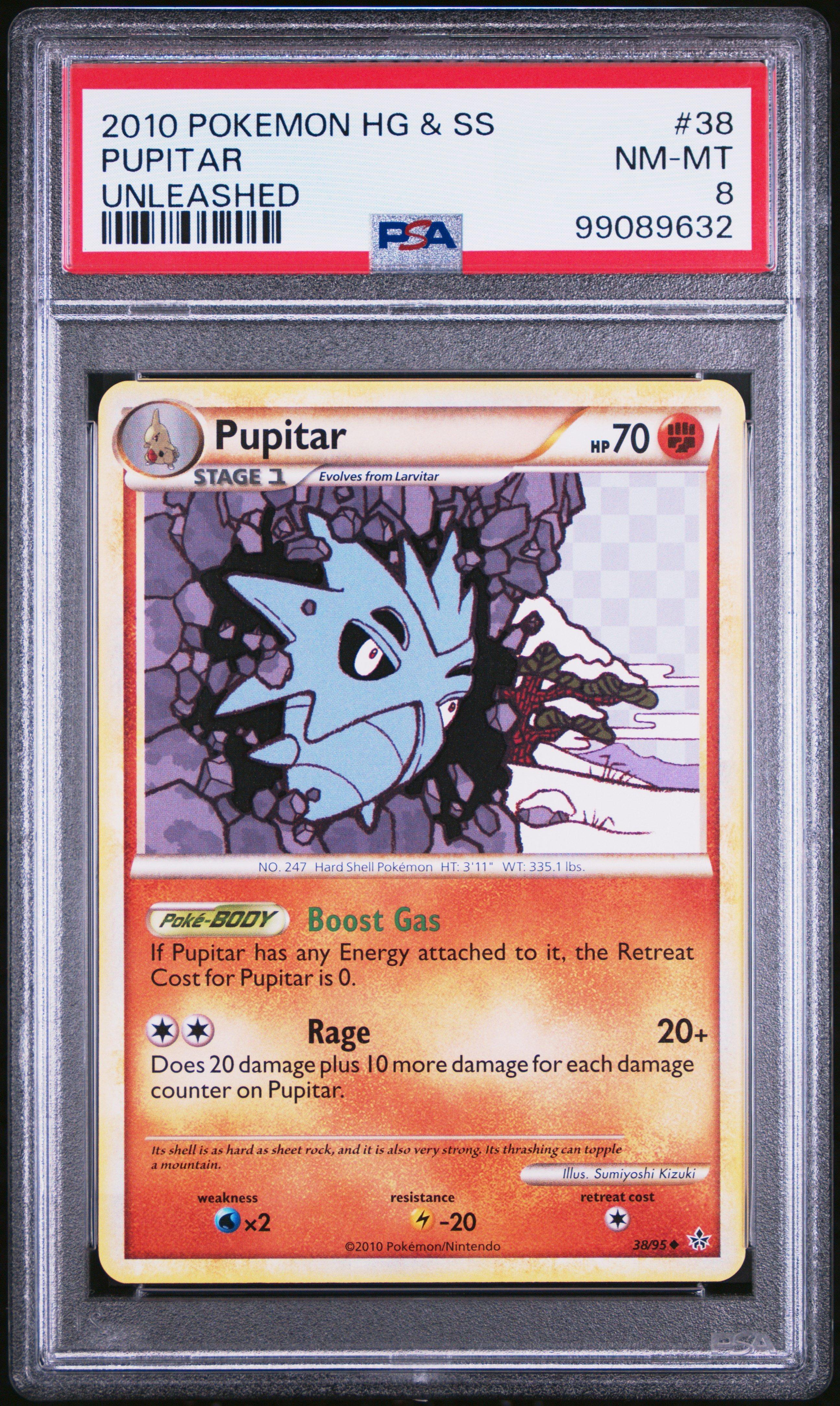 2010 Pokemon Heartgold & Soulsilver Unleashed 38 Pupitar PSA 8