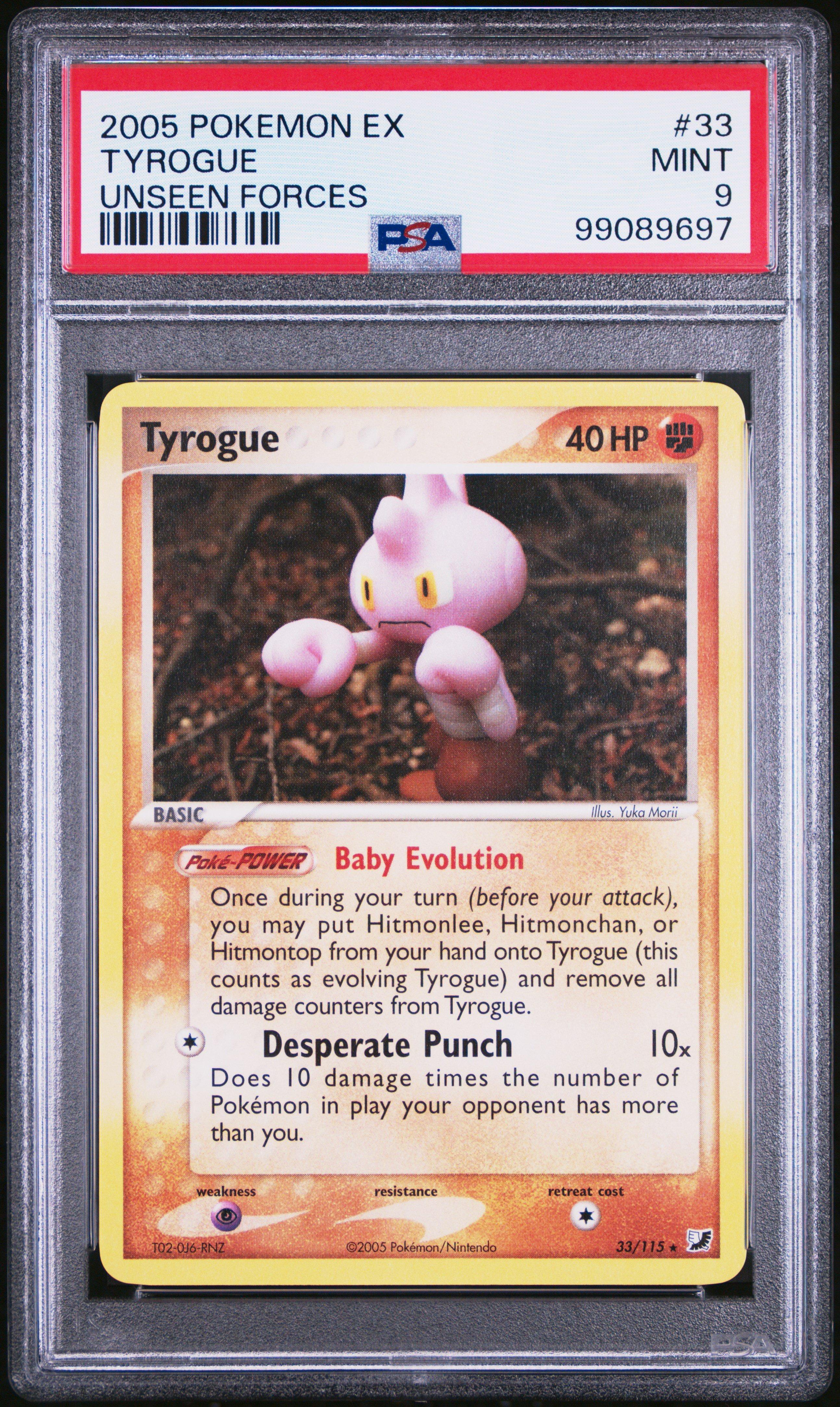 2005 Pokemon Ex Unseen Forces 33 Tyrogue PSA 9