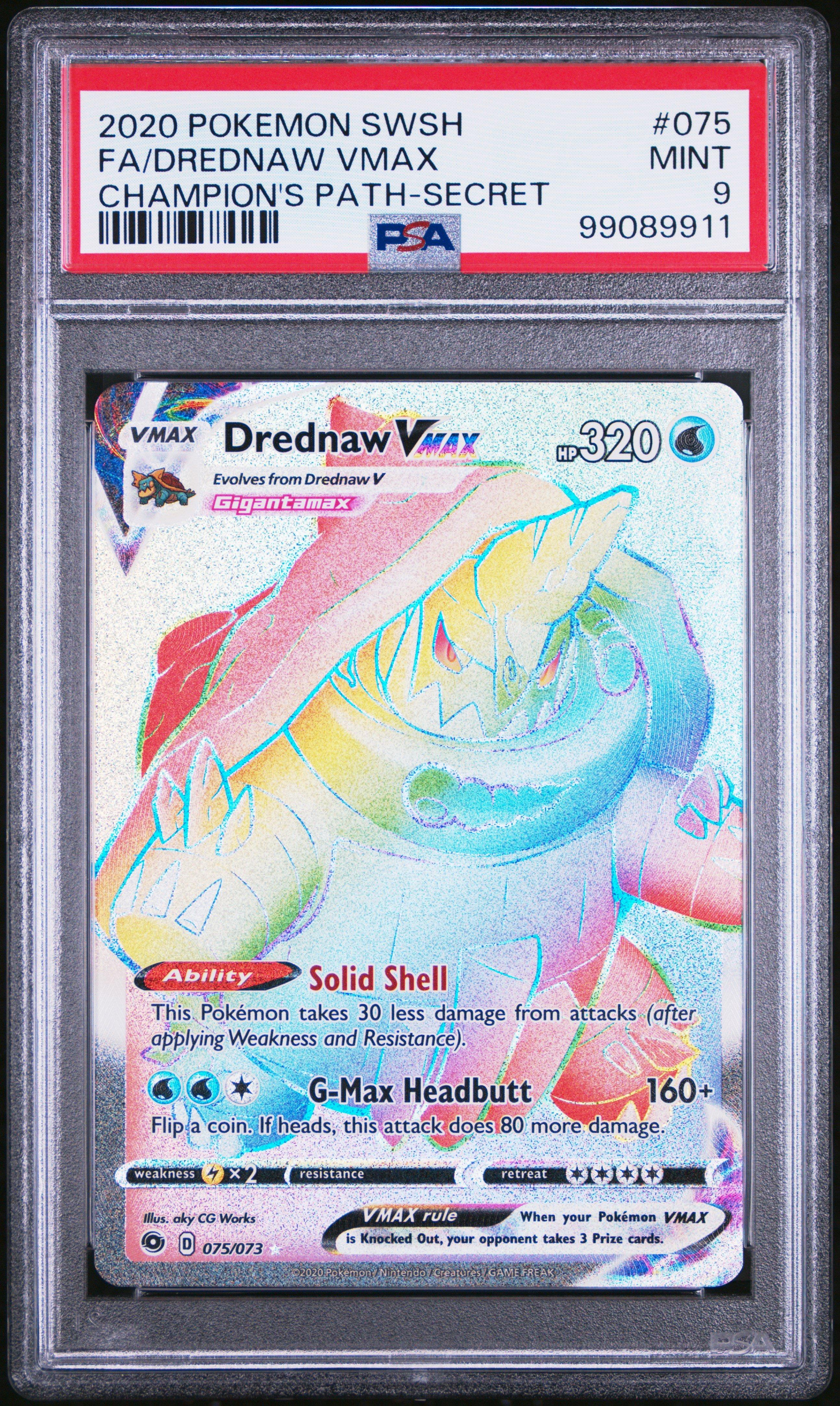 2020 Pokemon Sword & Shield Champion's Path 075 Full Art/drednaw Vmax Secret PSA 9