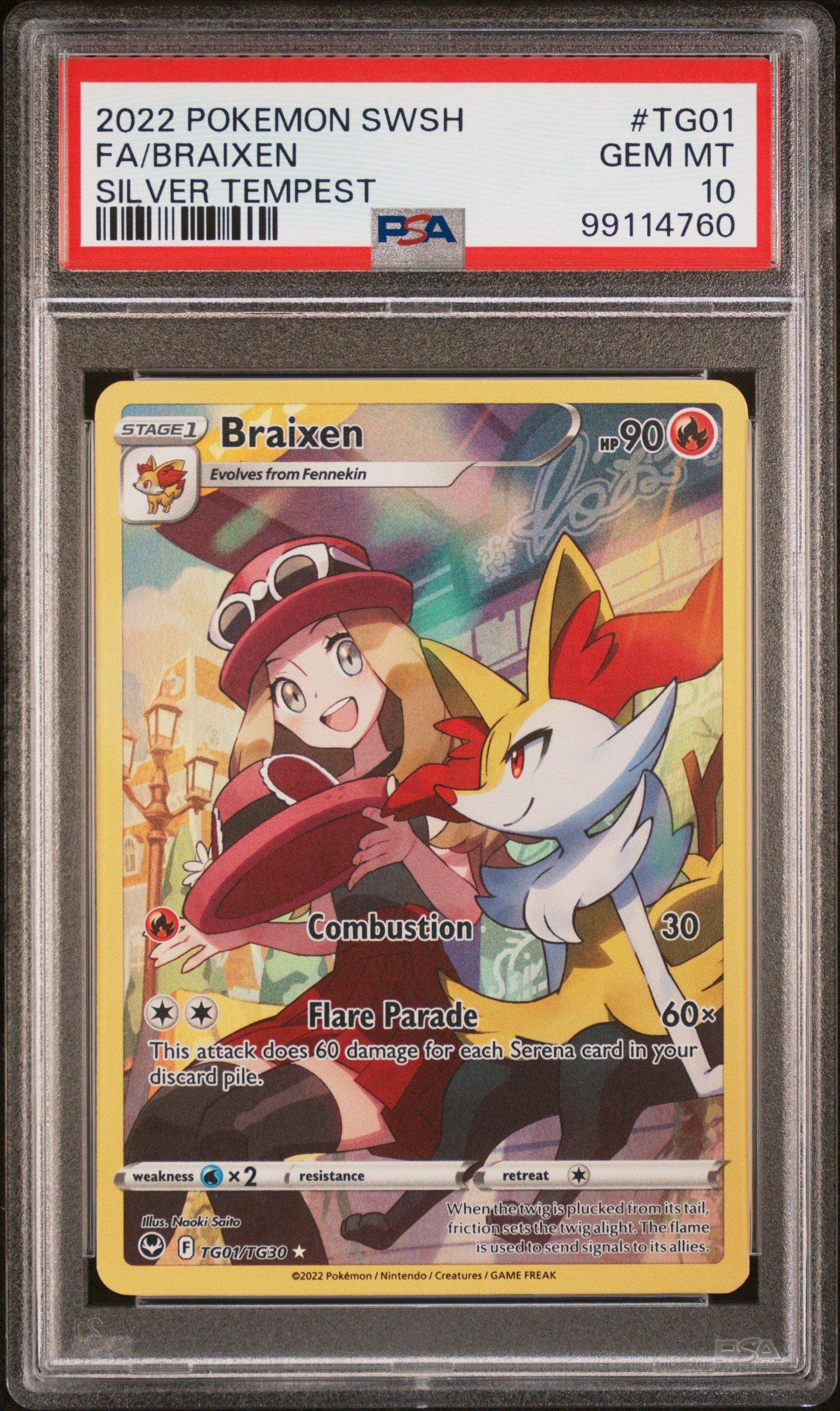 2022 Pokemon Sword & Shield Silver Tempest Tg01 Full Art/braixen PSA 10  Graded Card | GameStop