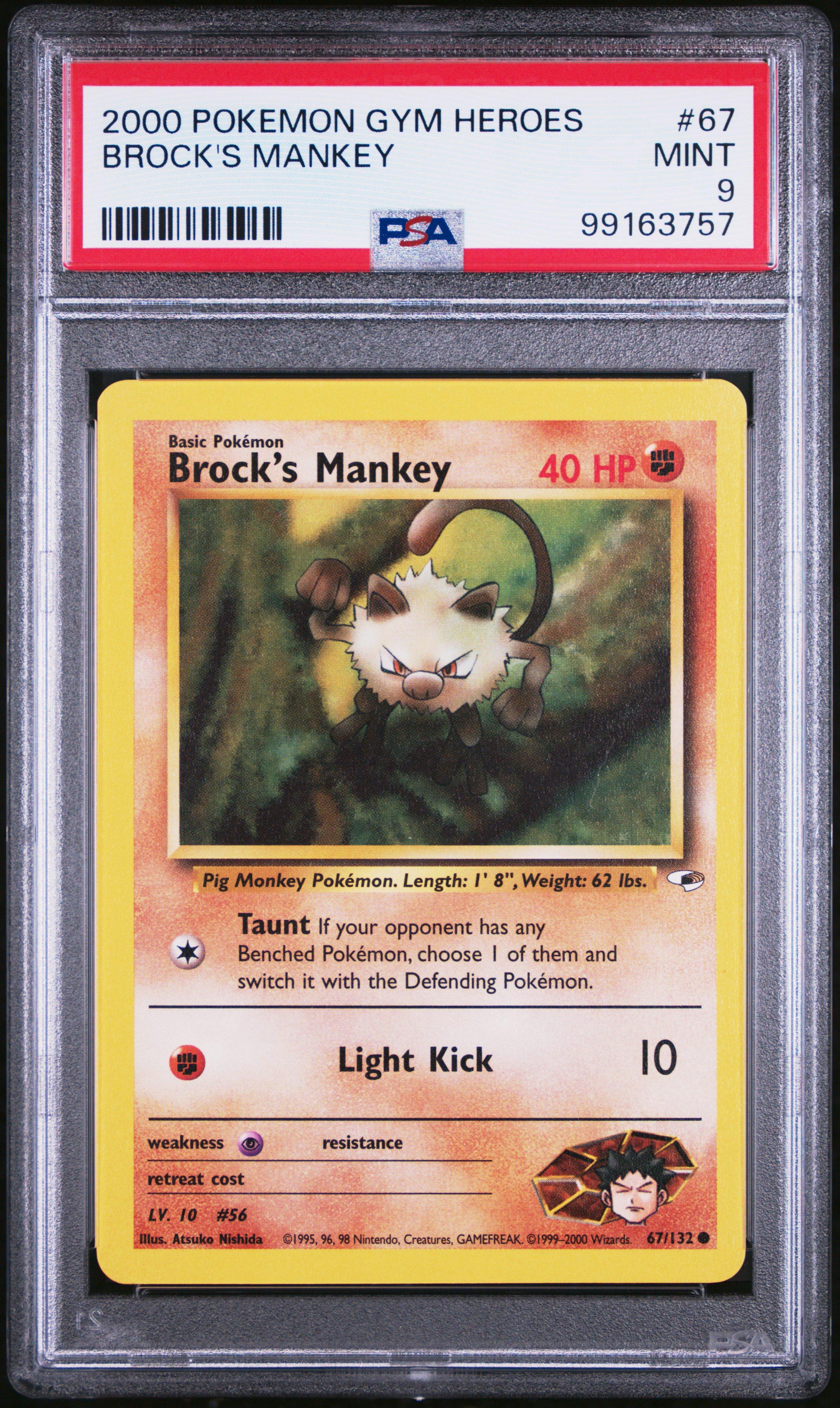 2000 Pokemon Gym Heroes 67 Brock's Mankey PSA 9