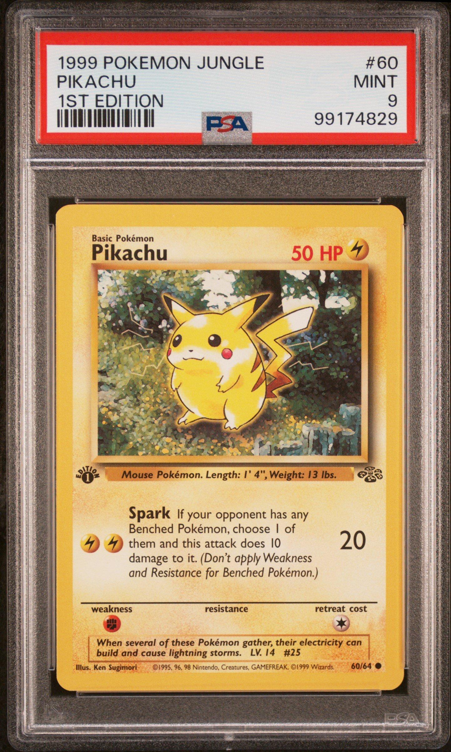 1999 Pokemon Jungle 60 Pikachu 1st Edition PSA 9 Graded Card