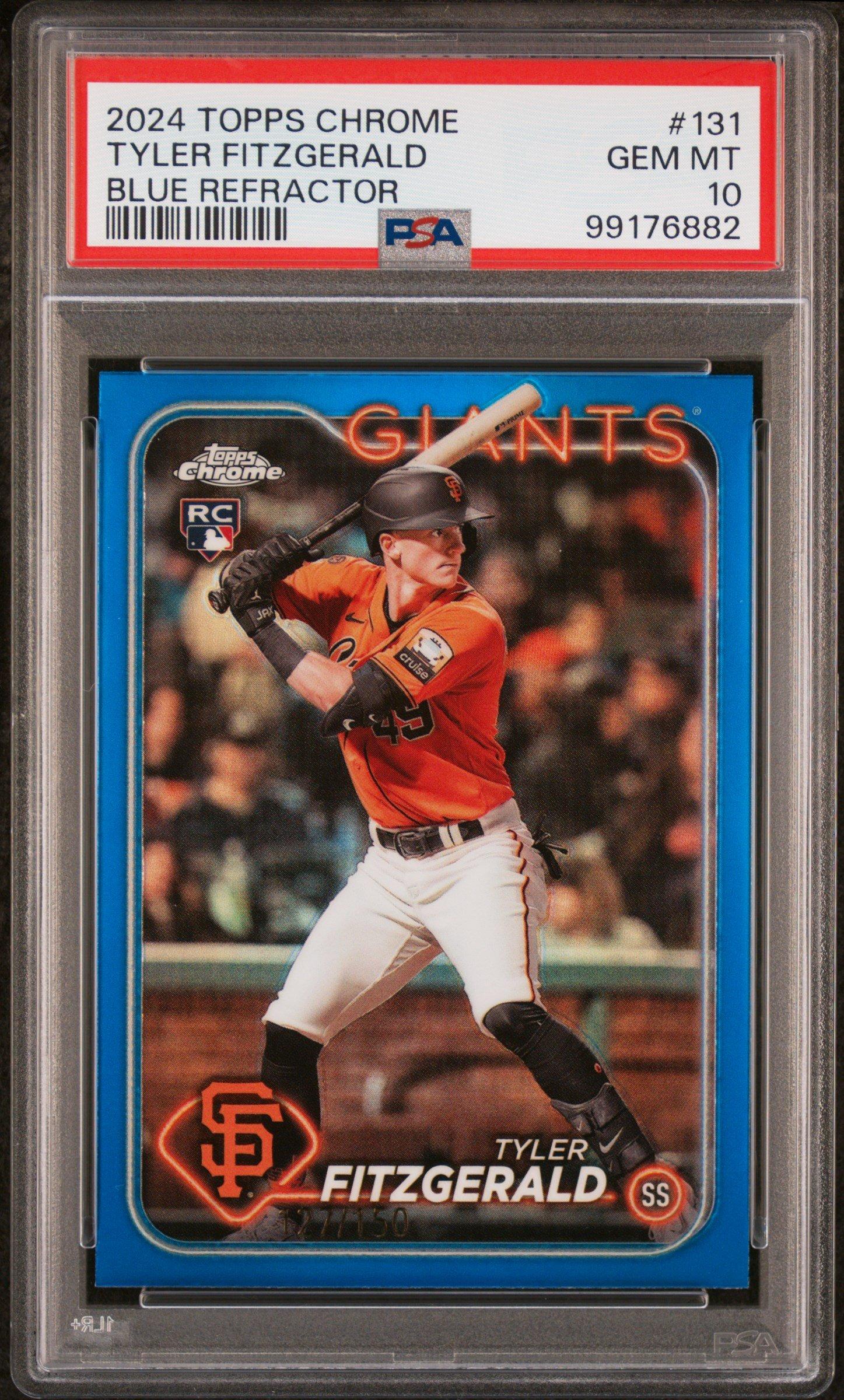 【高額皿】 Top Dollar g-rap HIPHOP マニア必見レア皿 2024 Topps Chrome 131 Tyler Fitzgerald Blue Refractor PSA 10