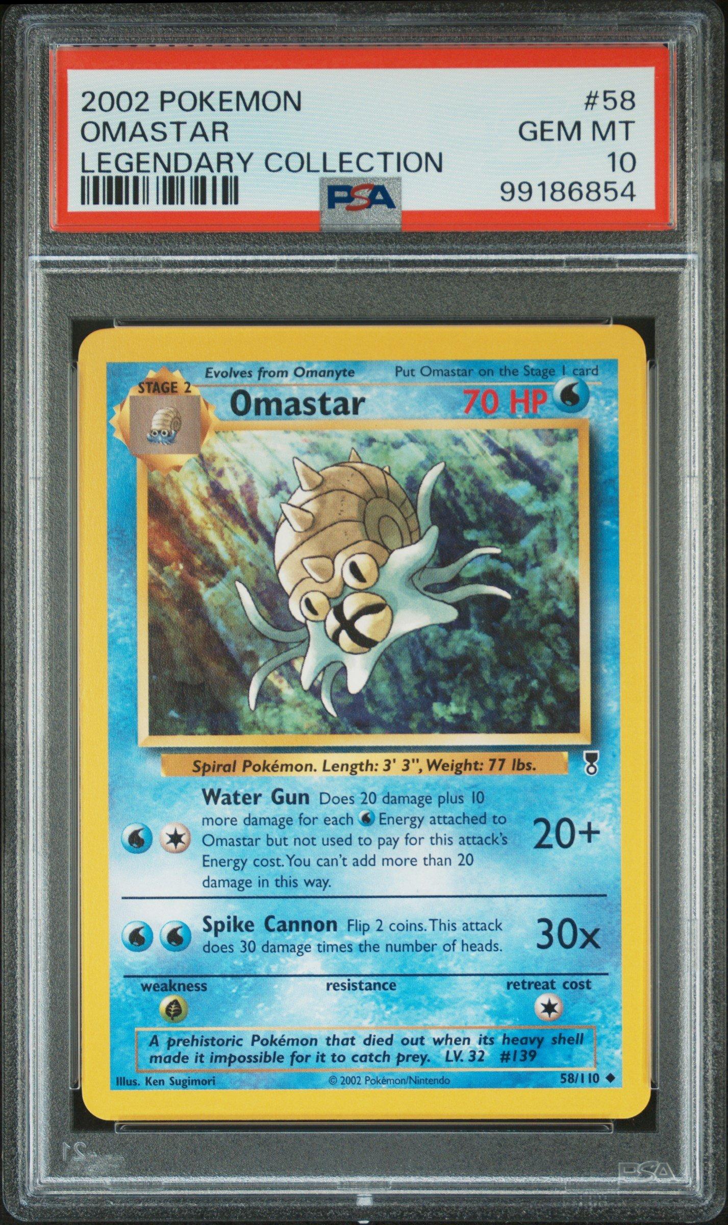 2002 Pokemon Legendary Collection 58 Omastar PSA 10