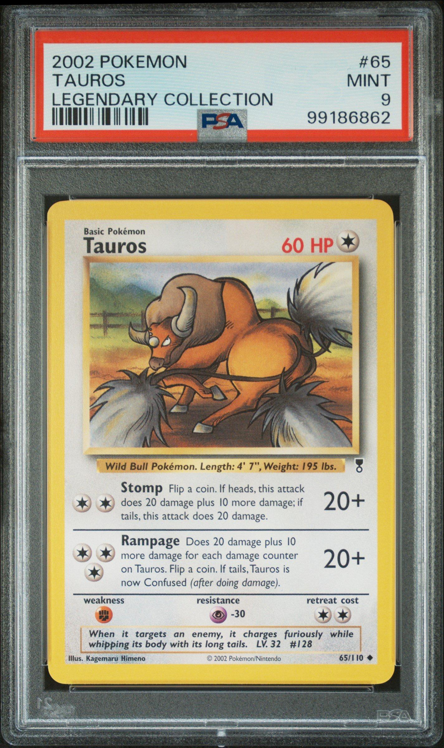 2002 Pokemon Legendary Collection 65 Tauros PSA 9