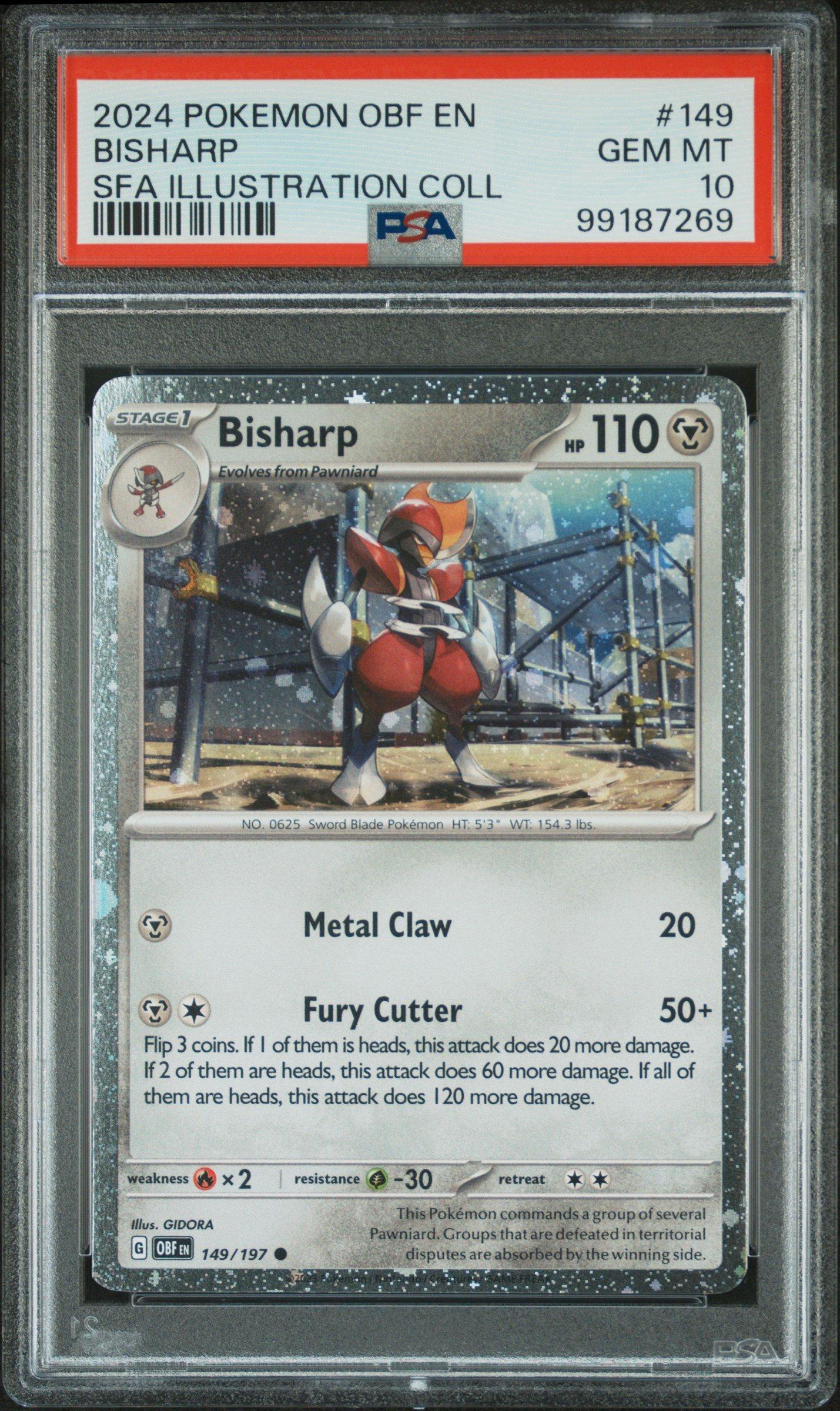 2024 Pokemon Obf En-obsidian Flames 149 Bisharp Shrouded Fable Illustration Collection PSA 10