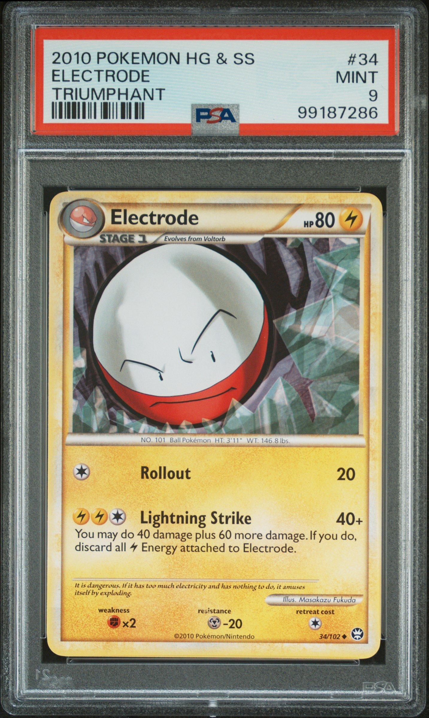 2010 Pokemon Heartgold & Soulsilver Triumphant 34 Electrode PSA 9
