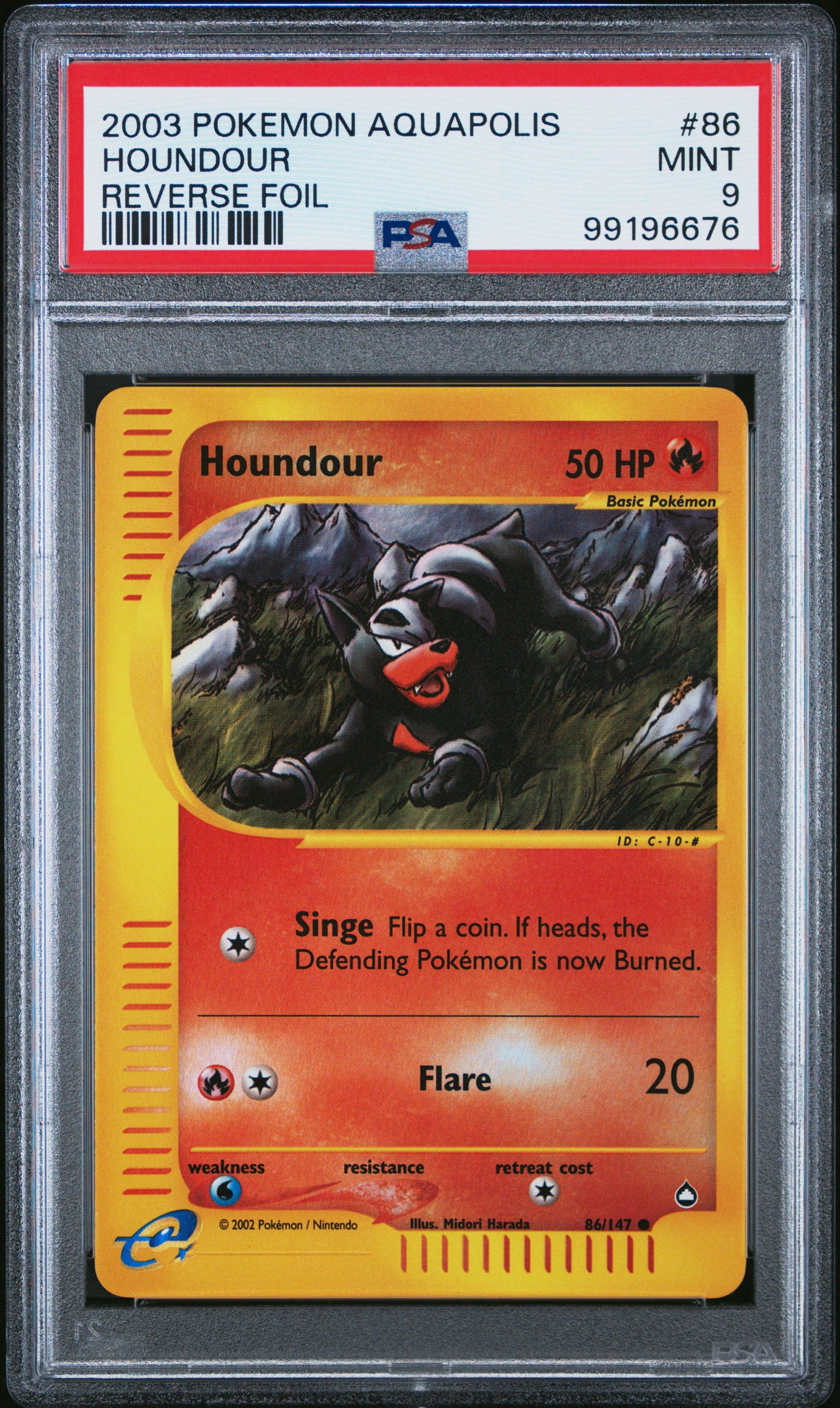 2003 Pokemon Aquapolis 86 Houndour-reverse Foil PSA 9