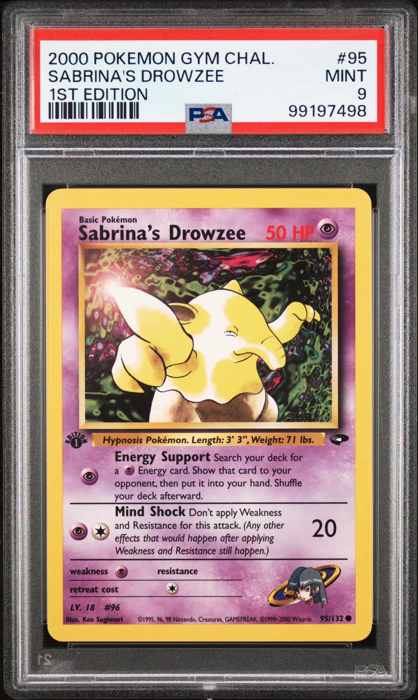 2000 Pokemon Gym Challenge 95 Sabrina's Drowzee 1st Edition PSA 9