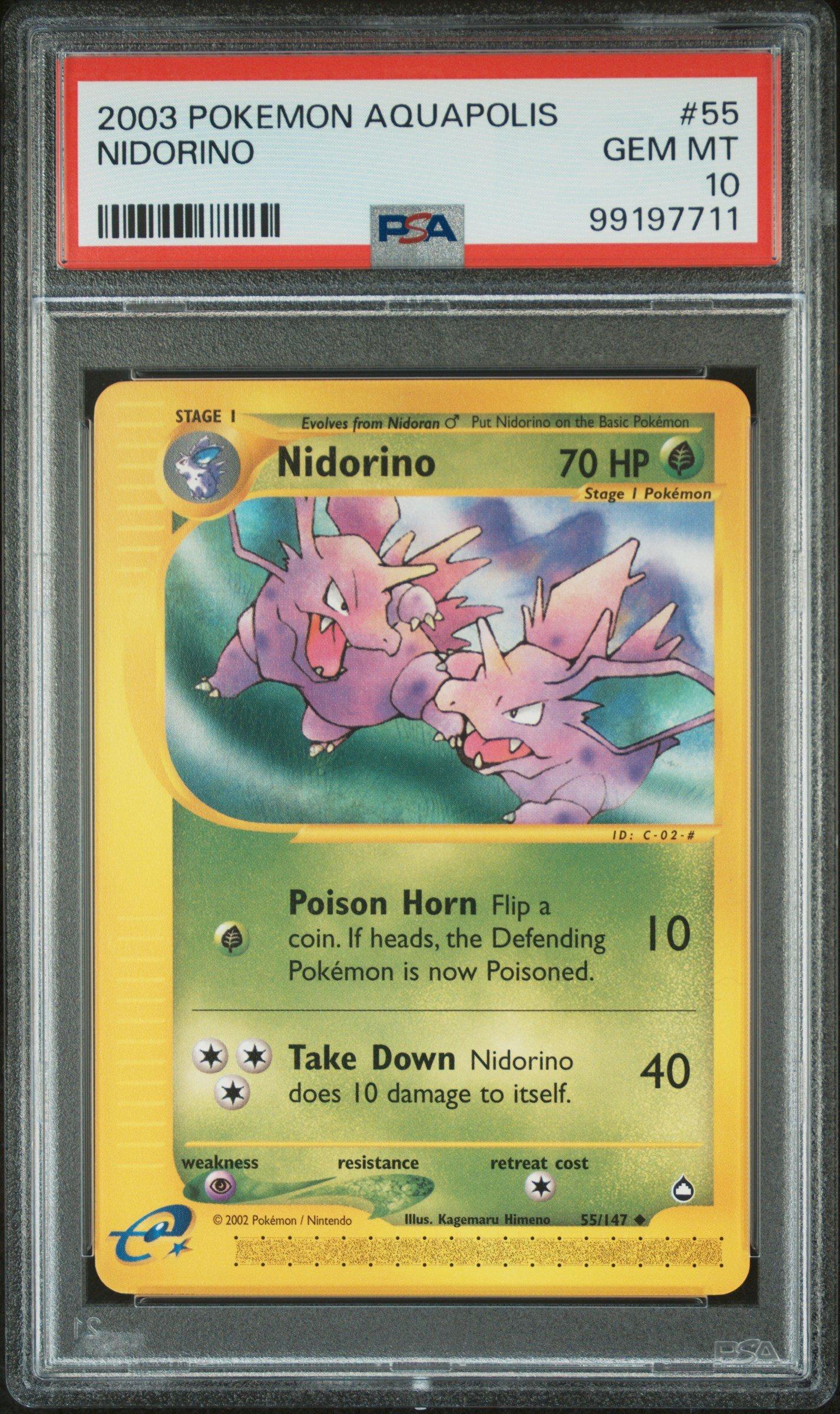 2003 Pokemon Aquapolis 55 Nidorino PSA 10