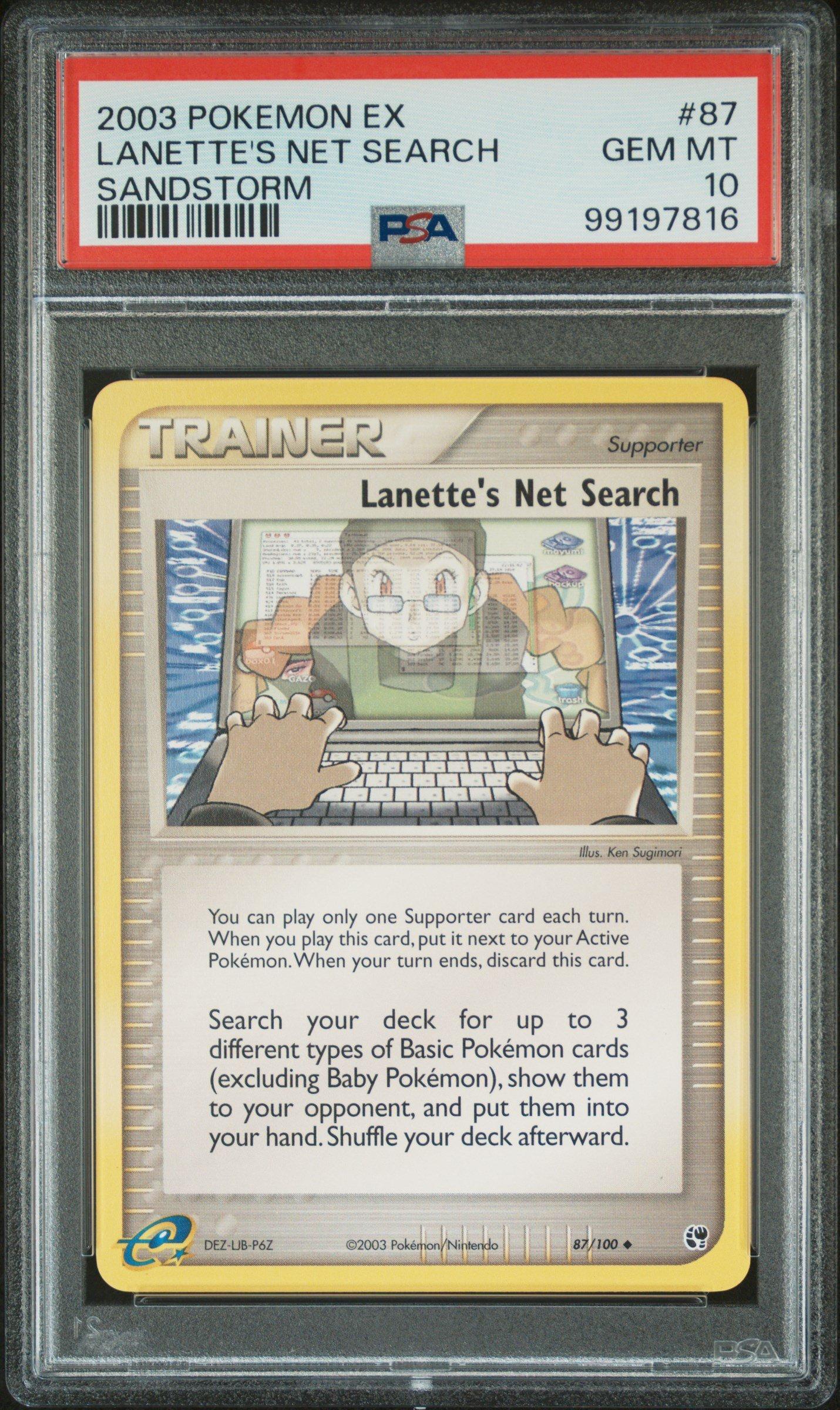 2003 Pokemon Ex Sandstorm 87 Lanette's Net Search PSA 10