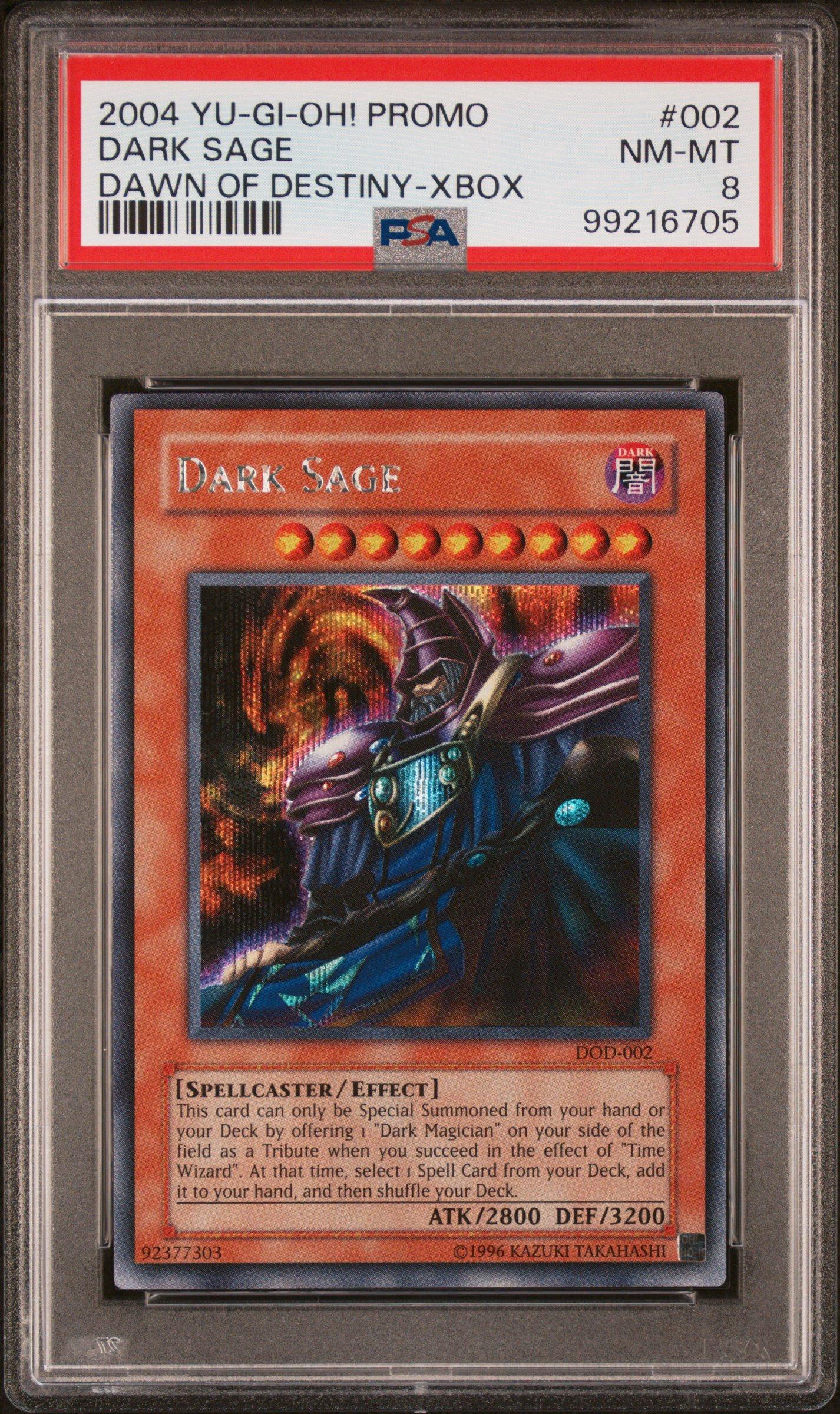 2004 Yu-gi-oh! Promo 002 Dark Sage Dawn Of Destiny-xbox PSA 8
