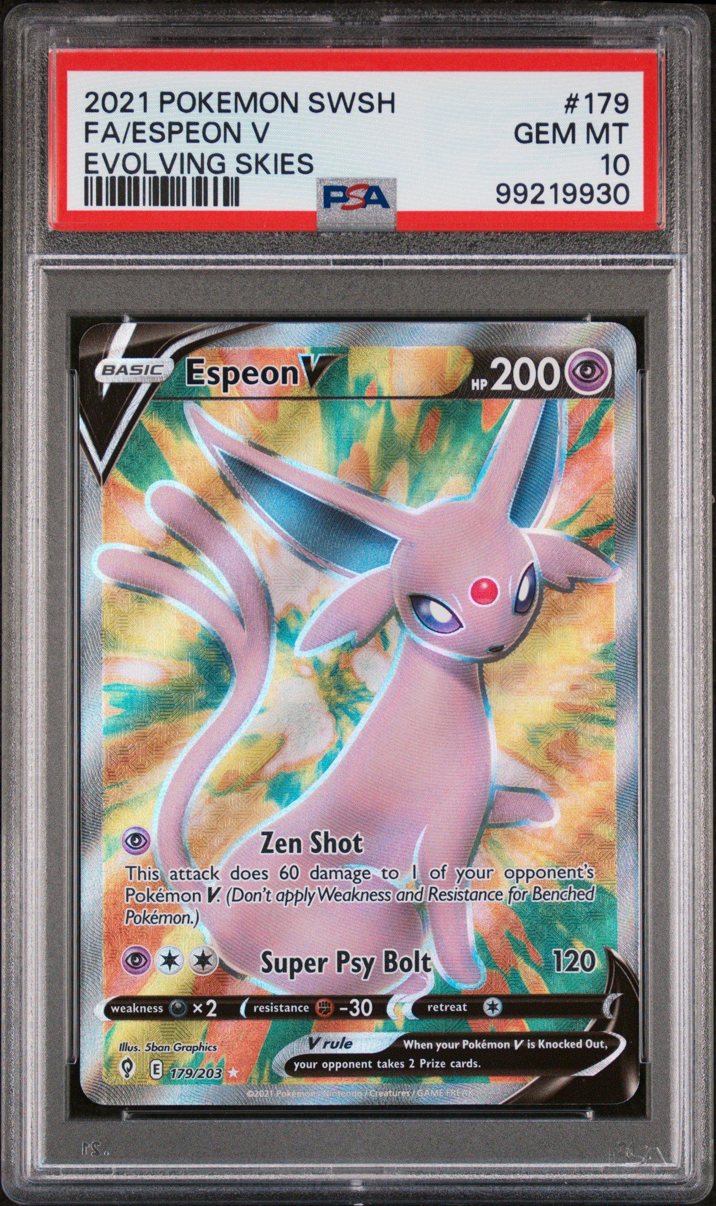 2021 Pokemon Sword & Shield Evolving Skies 179 Full Art/espeon V PSA 10  Graded Card | GameStop