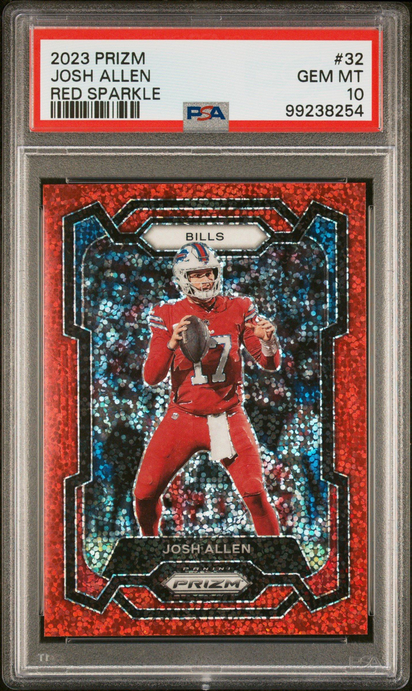 2023 Panini Prizm 32 Josh Allen Red Sparkle PSA 10 Graded Card