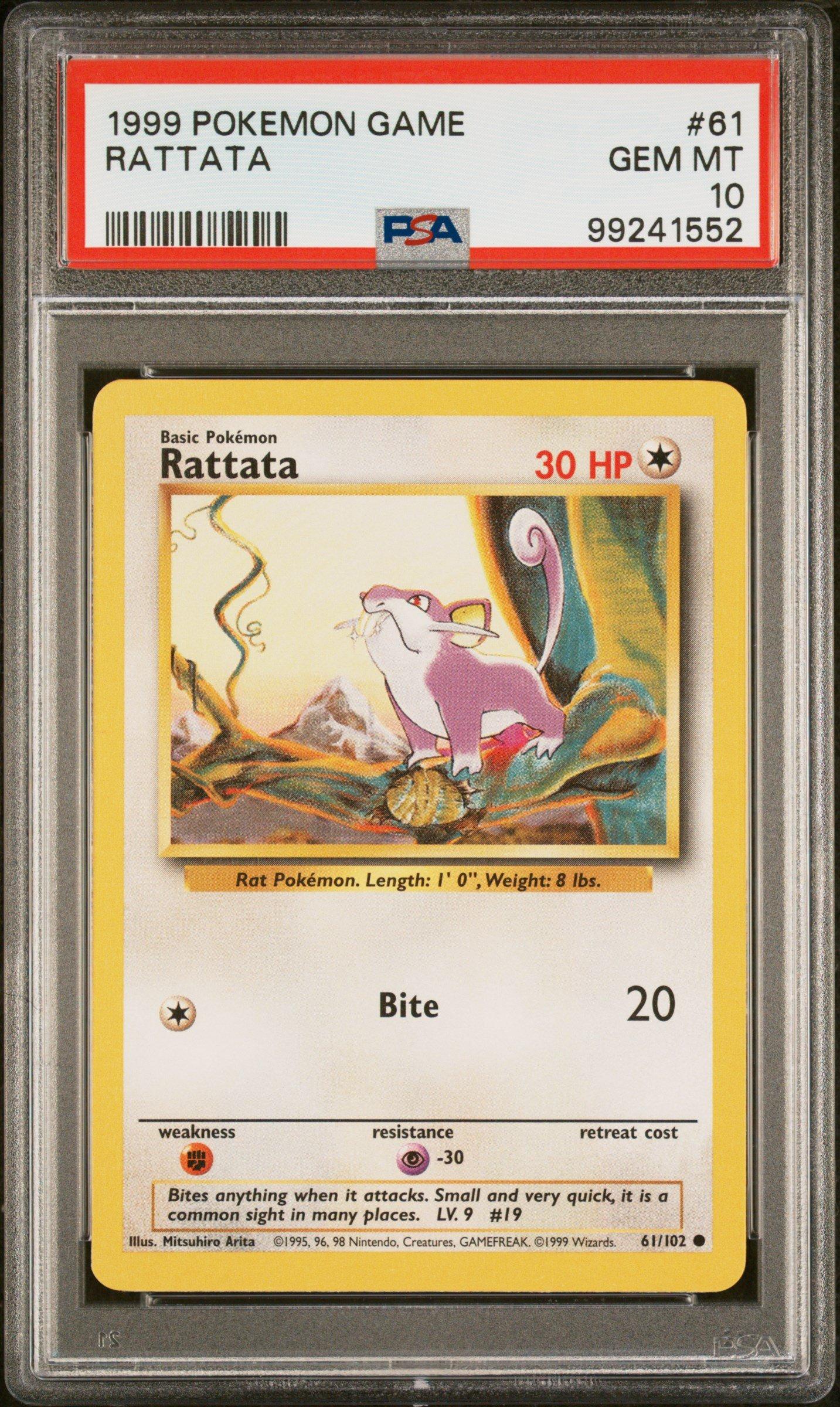 1999 Pokemon Game 61 Rattata PSA 10