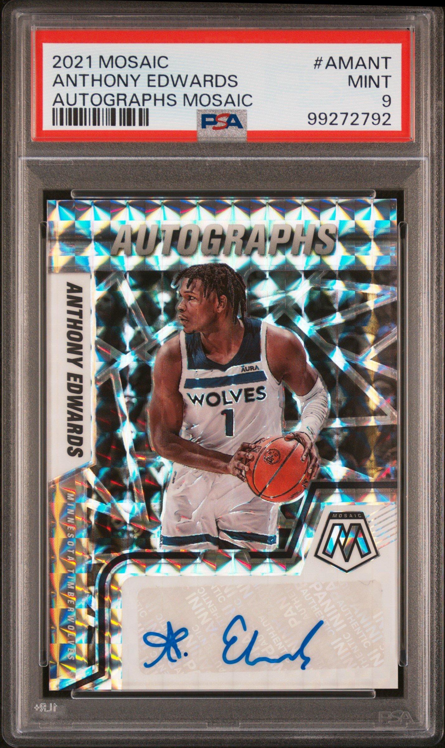 2021 Panini Mosaic Autographs Mosaic Amant Anthony Edwards PSA 9