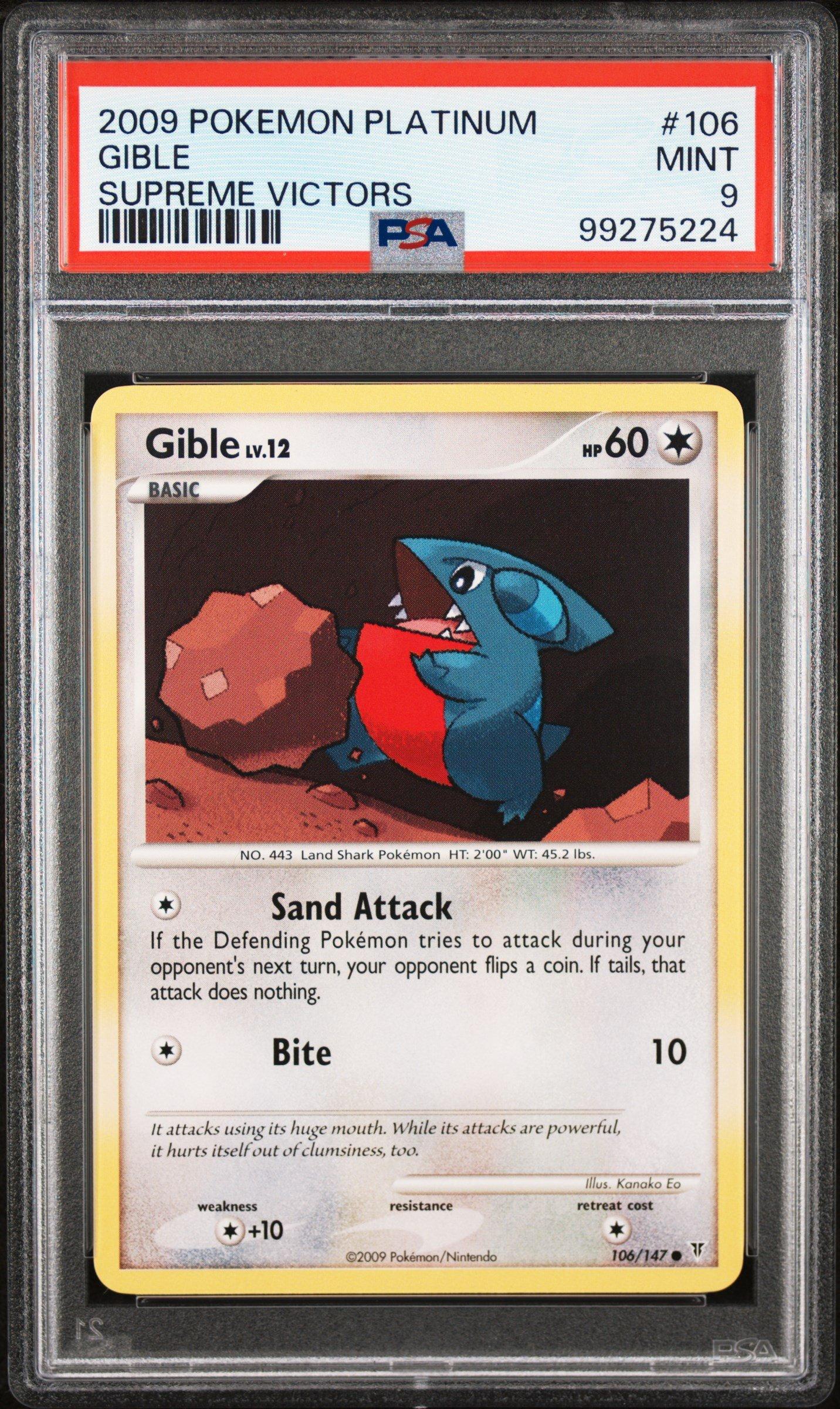 2009 Pokemon Platinum Supreme Victors 106 Gible PSA 9