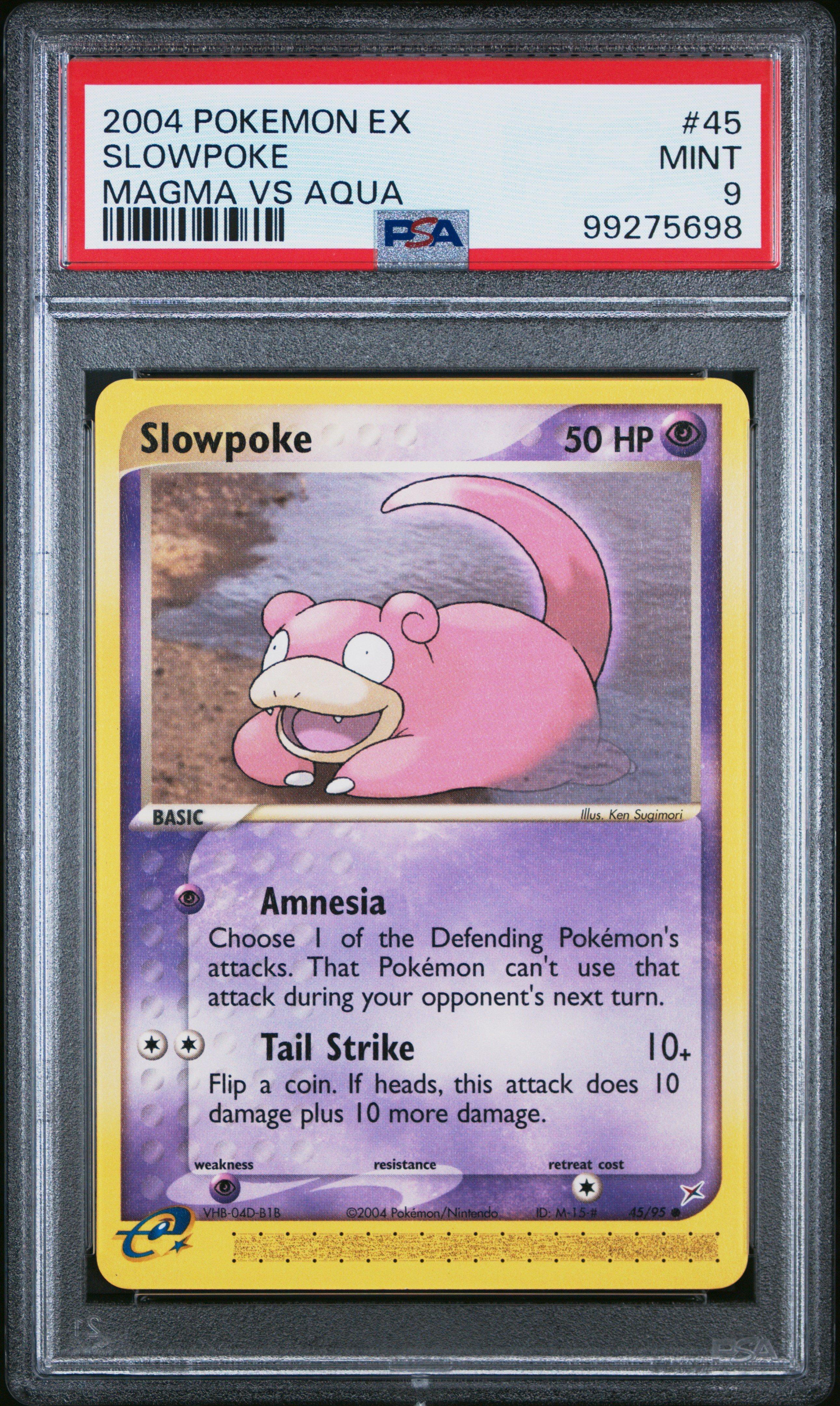 2004 Pokemon Ex Team Magma Vs Team Aqua 45 Slowpoke PSA 9