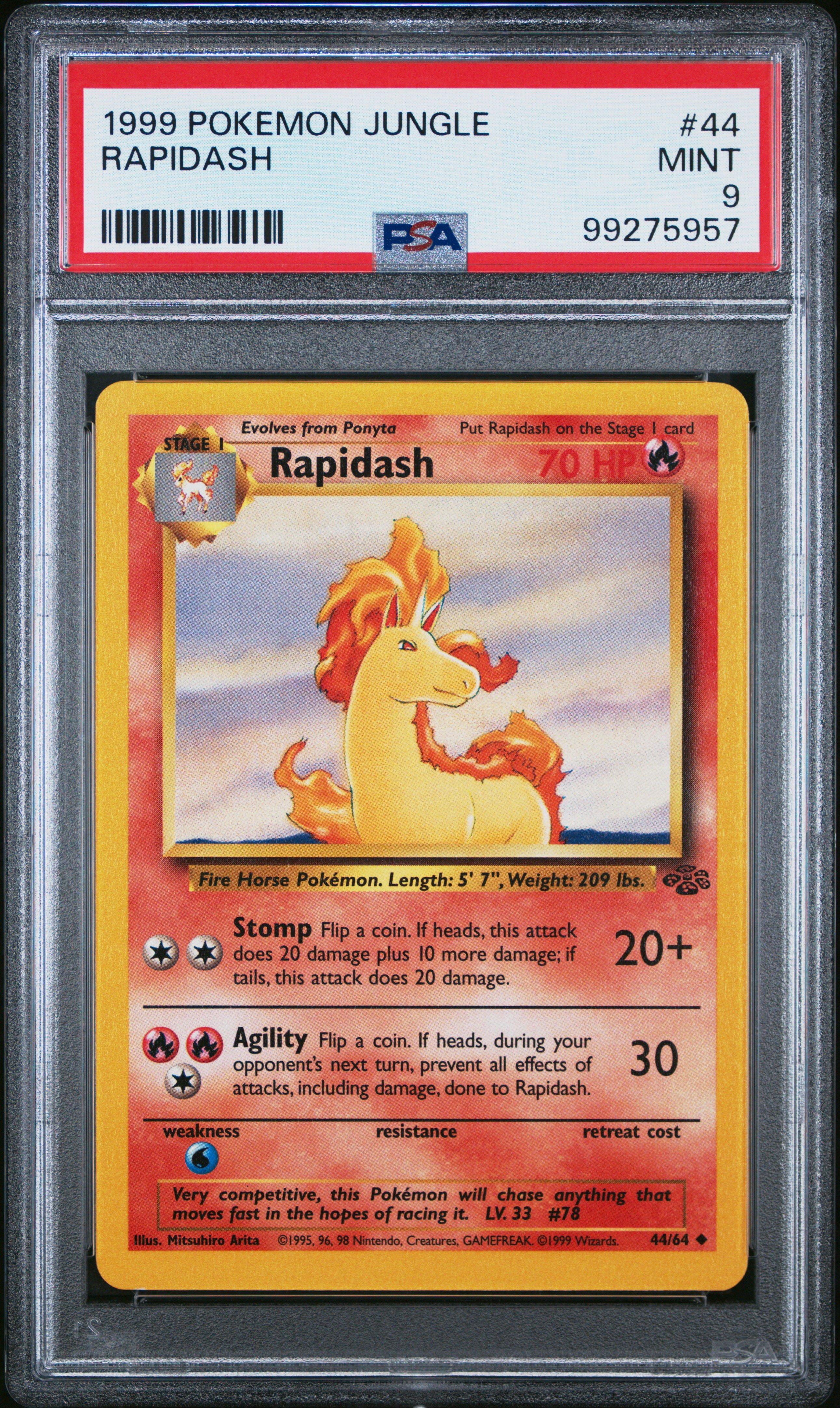 1999 Pokemon Jungle 44 Rapidash PSA 9