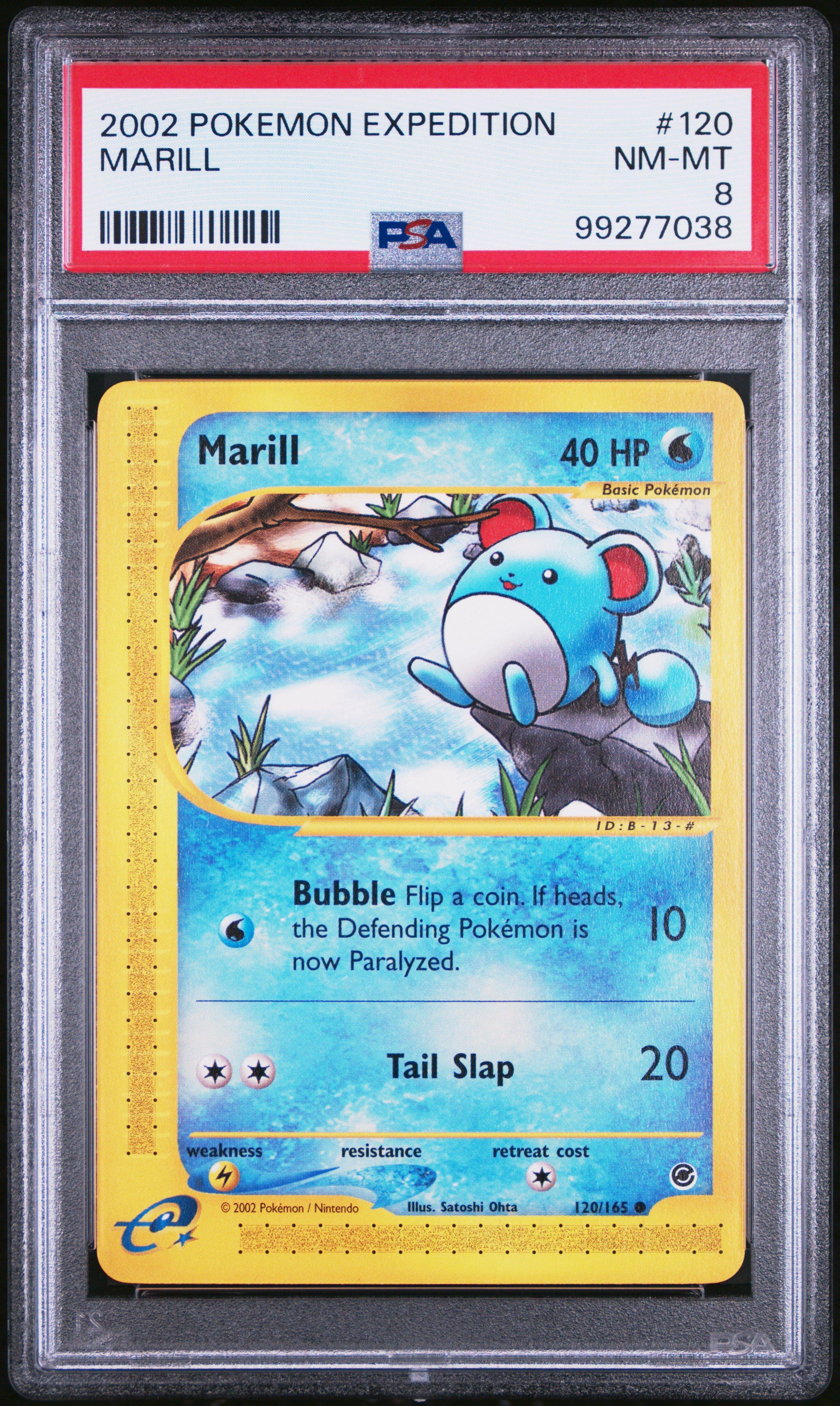 2002 Pokemon Expedition 120 Marill PSA 8