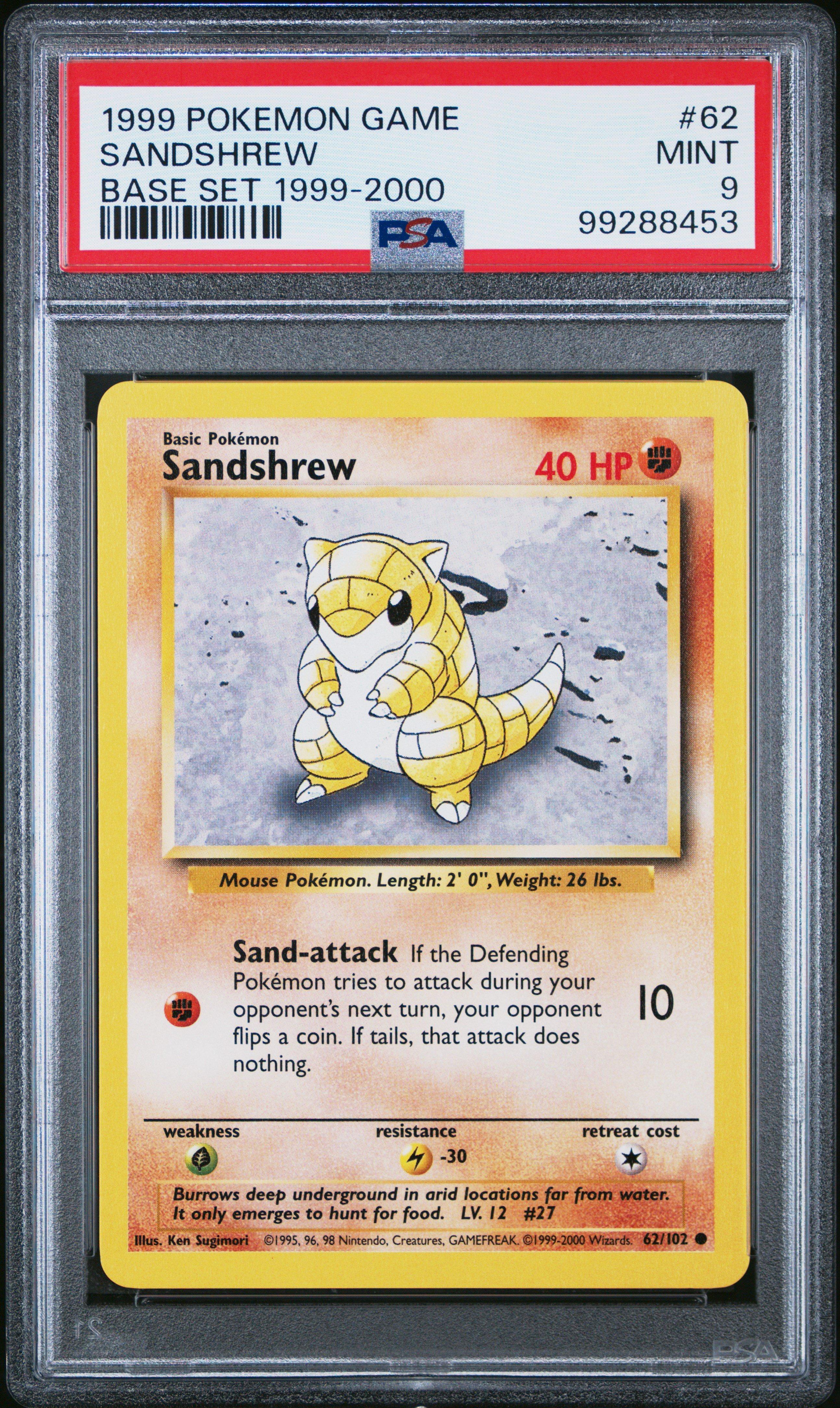 1999 Pokemon Game 62 Sandshrew Base Set 1999-2000 PSA