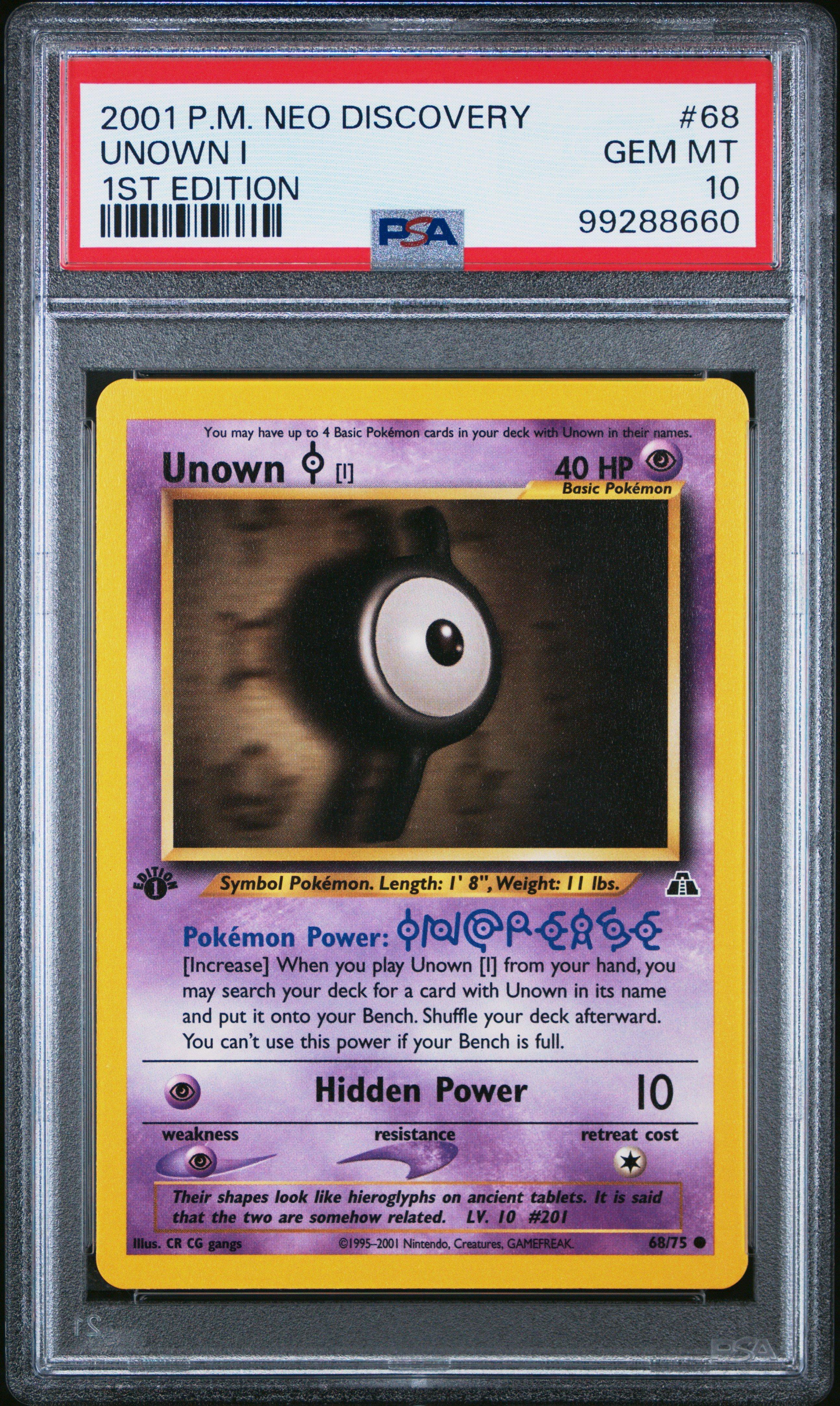 2001 Pokemon Neo Discovery 68 Unown I 1st Edition PSA 10