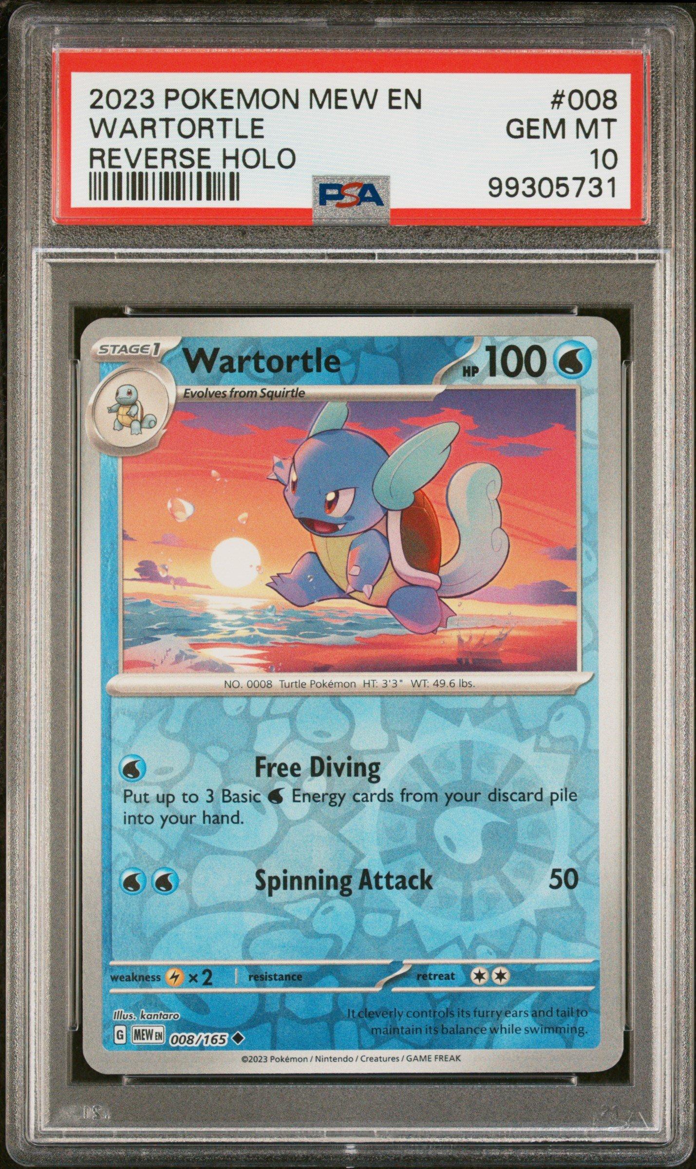 2023 Pokemon Mew En-151 008 Wartortle Reverse Holo PSA 10