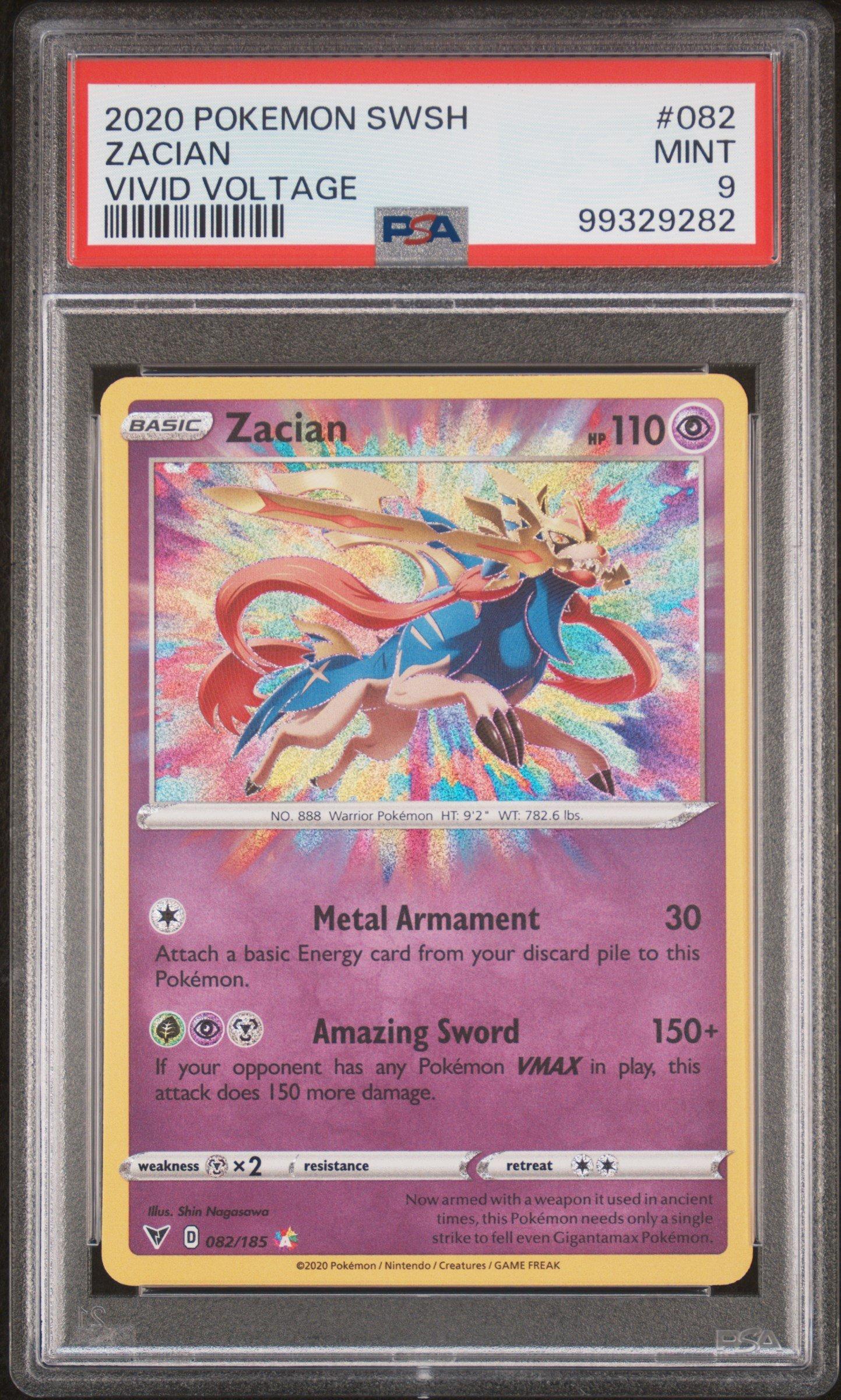 2020 Pokemon Sword & Shield Vivid Voltage 082 Zacian PSA 9 Graded