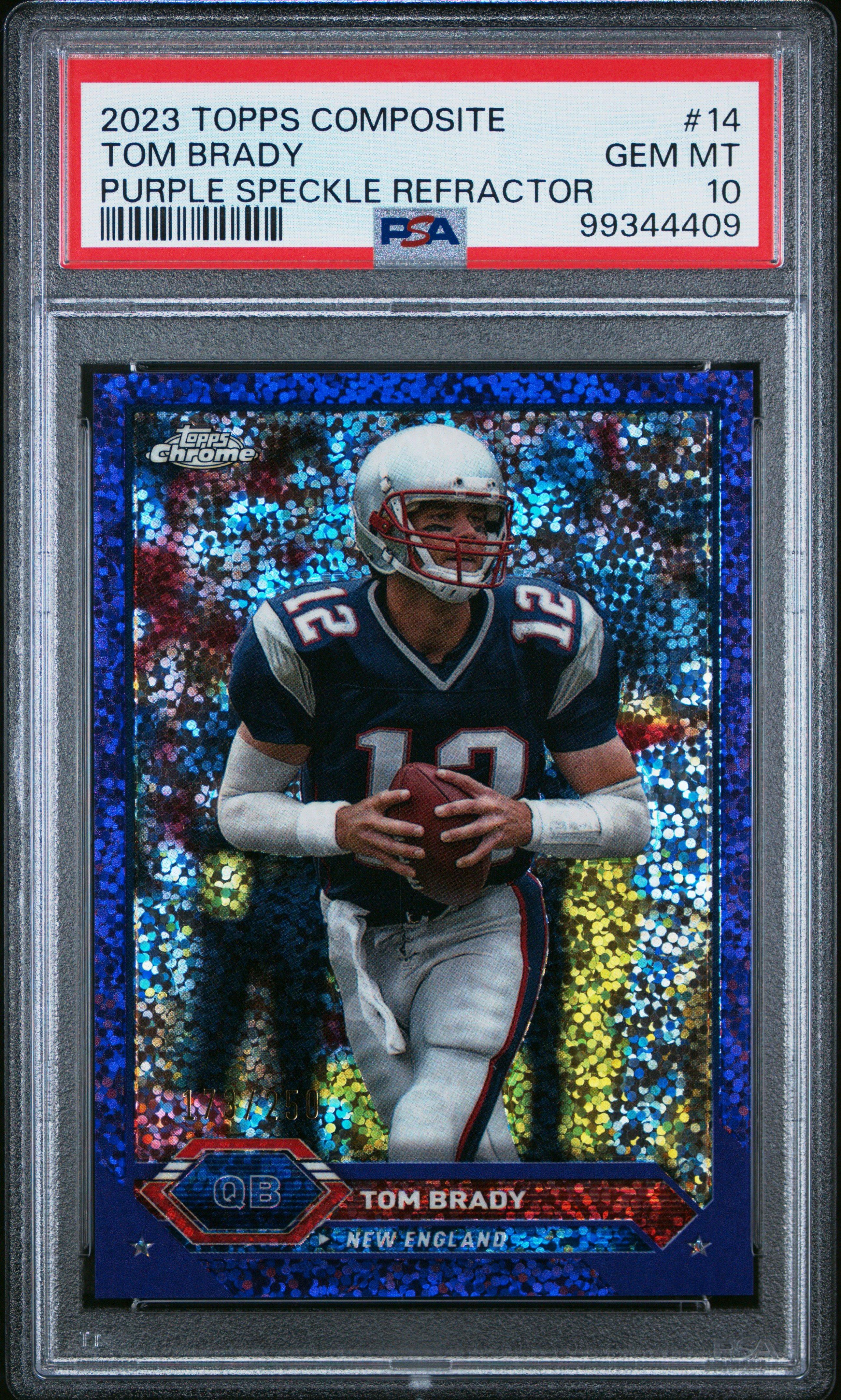 2023 Topps Composite 14 Tom Brady Purple Speckle Refractor PSA 10